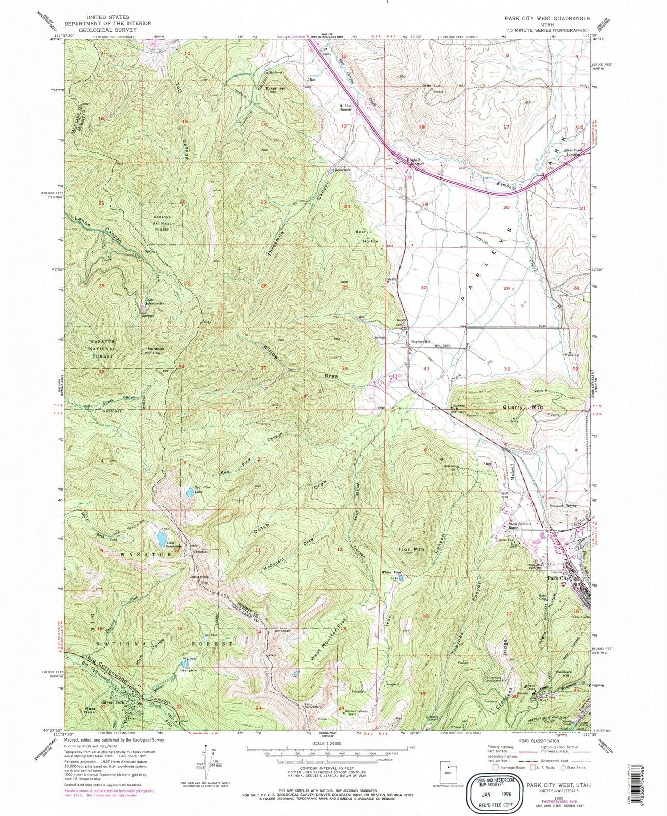 1955 Park City West, UT - Utah - USGS Topographic Map