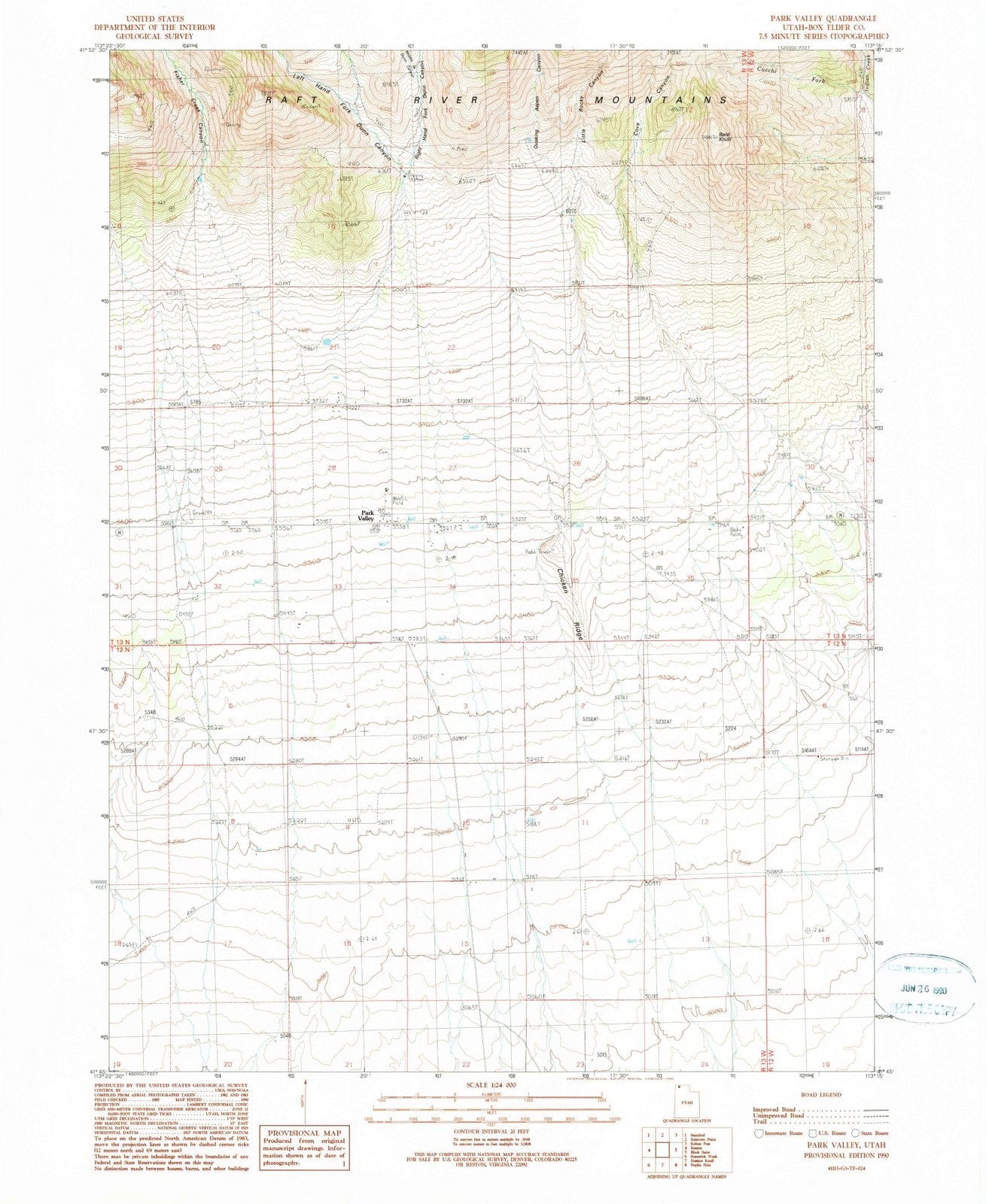 1990 Park Valley, UT - Utah - USGS Topographic Map