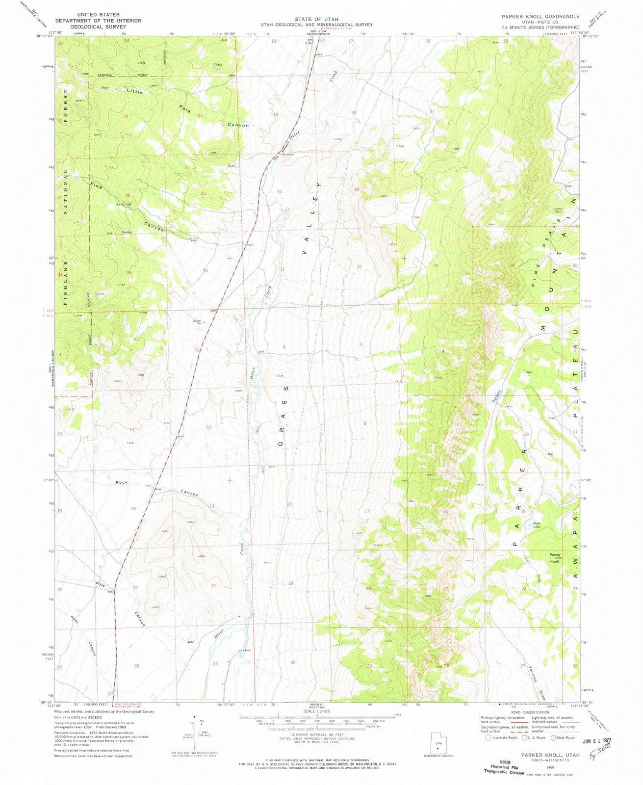 1969 Parker Knoll, UT - Utah - USGS Topographic Map