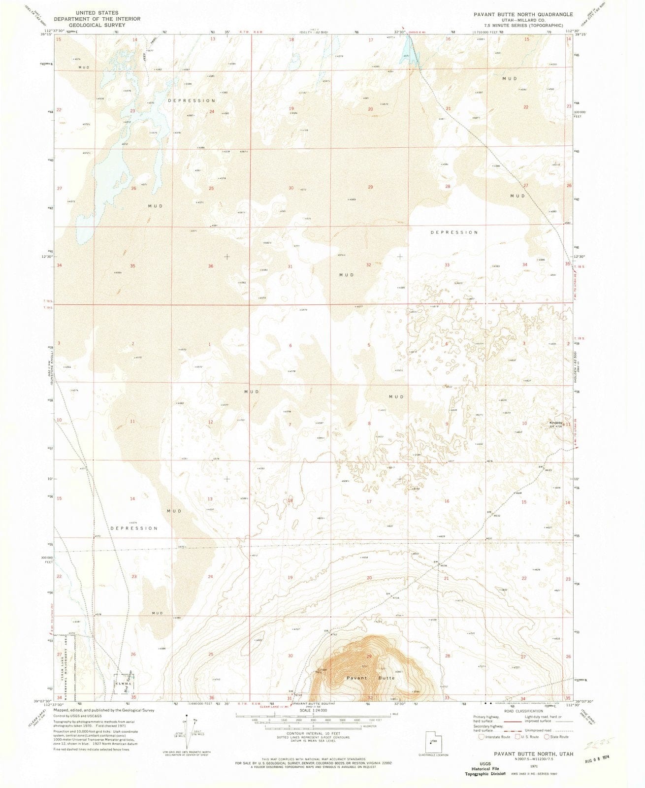 1971 Pavant Butte North, UT - Utah - USGS Topographic Map