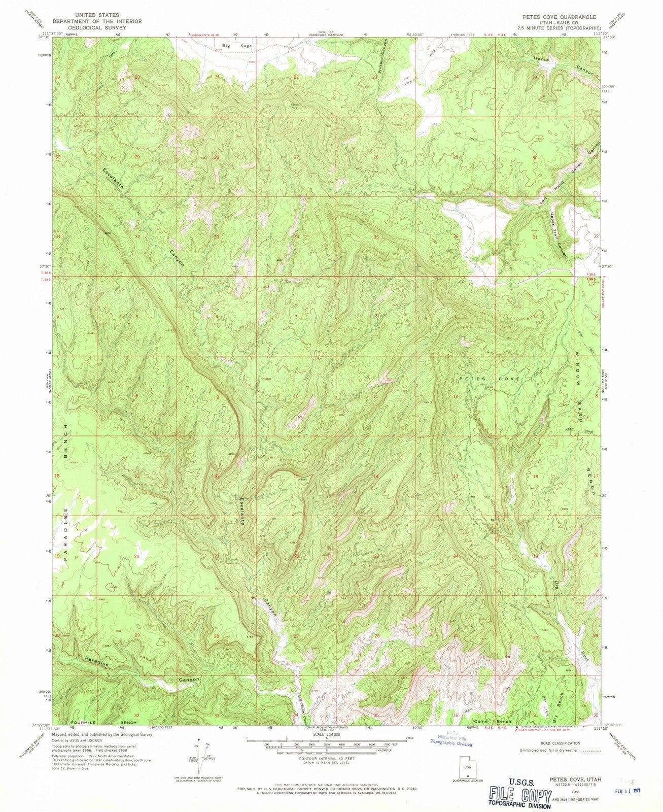 1968 Petes Cove, UT - Utah - USGS Topographic Map
