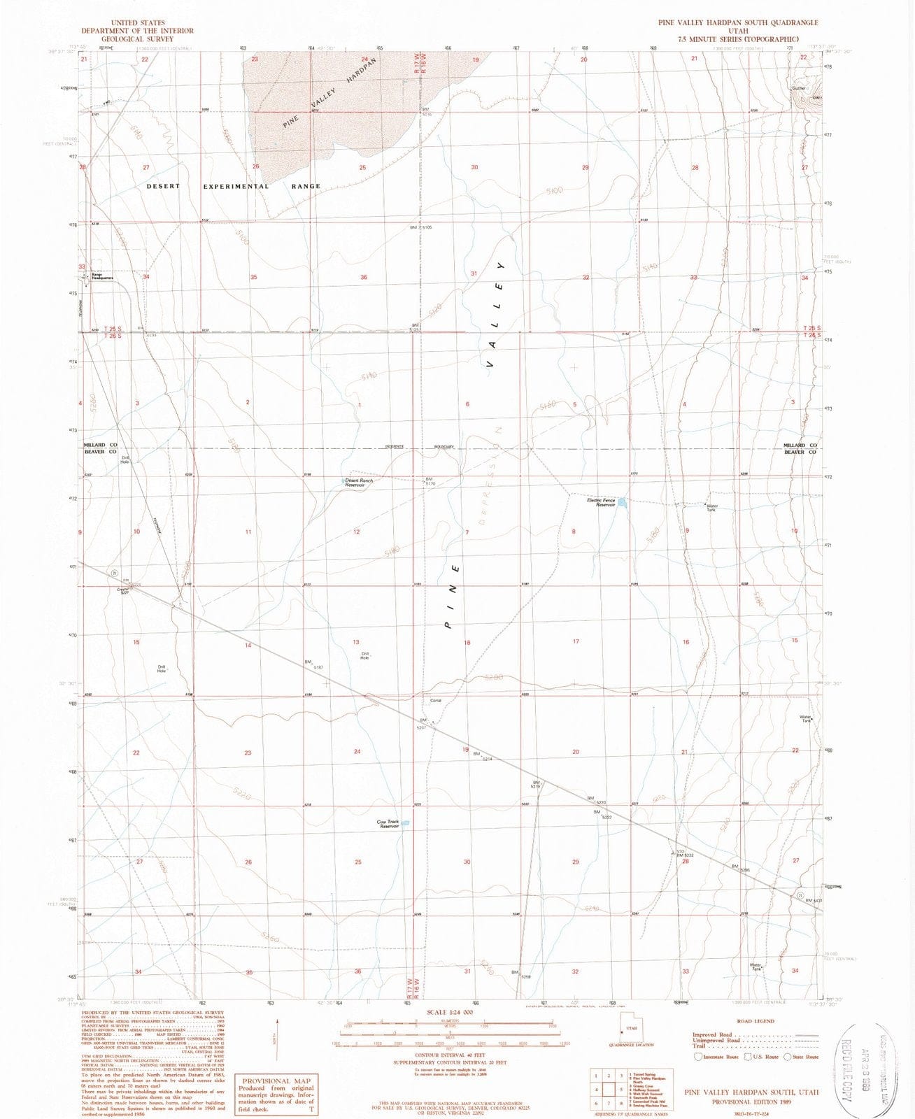 1989 Pine Valley Hardpan South, UT - Utah - USGS Topographic Map