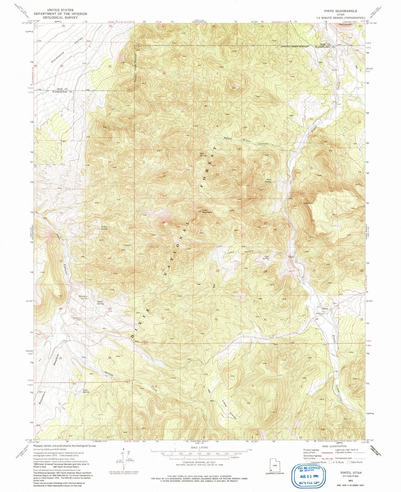 1972 Pinto, UT - Utah - USGS Topographic Map