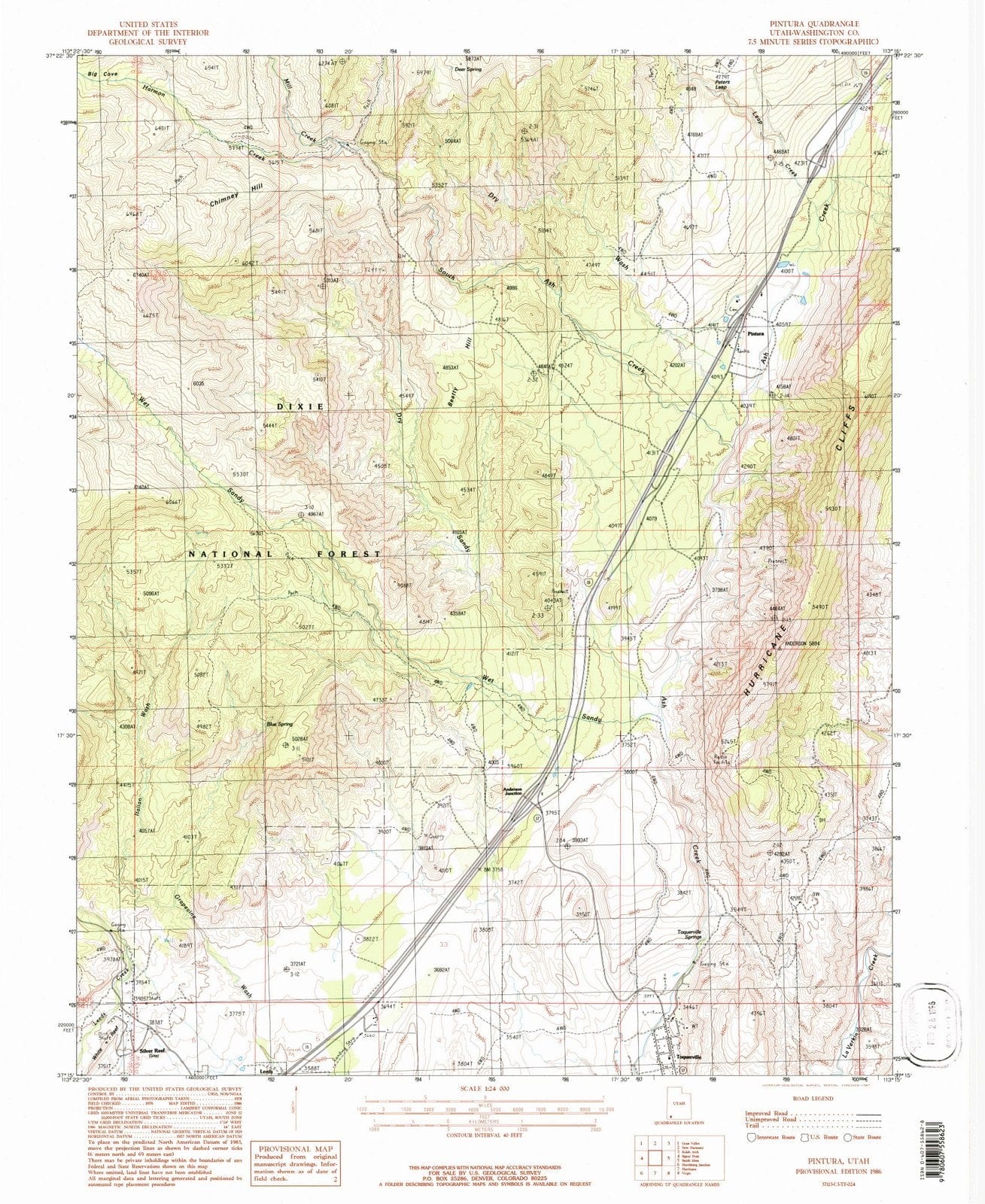 1986 Pintura, UT - Utah - USGS Topographic Map