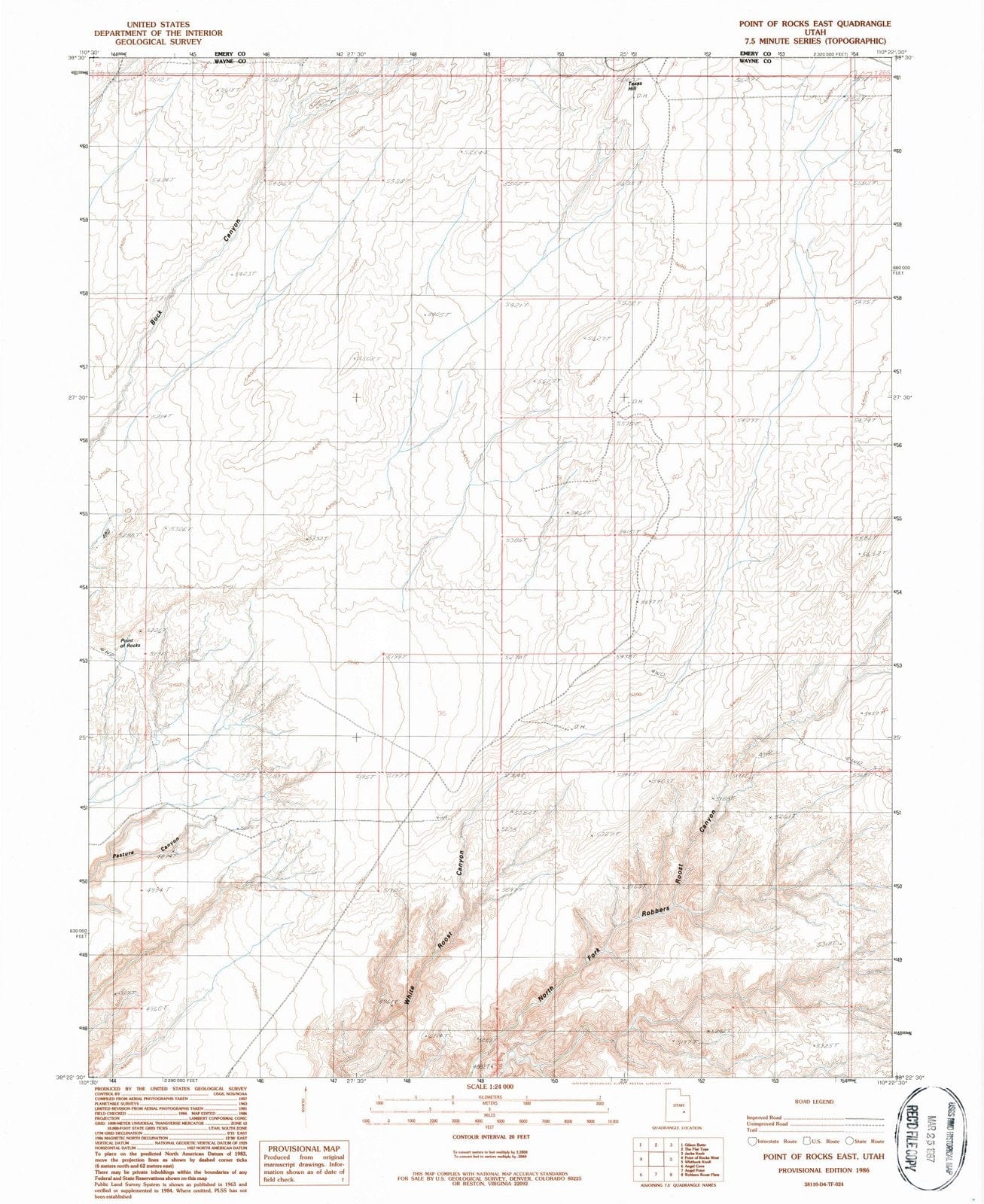 1986 Point of Rocks East, UT - Utah - USGS Topographic Map