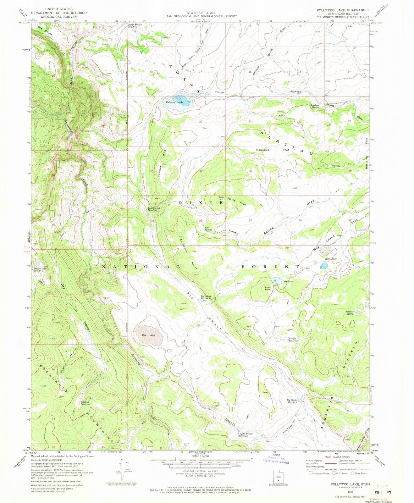 1970 Pollywog Lake, UT - Utah - USGS Topographic Map