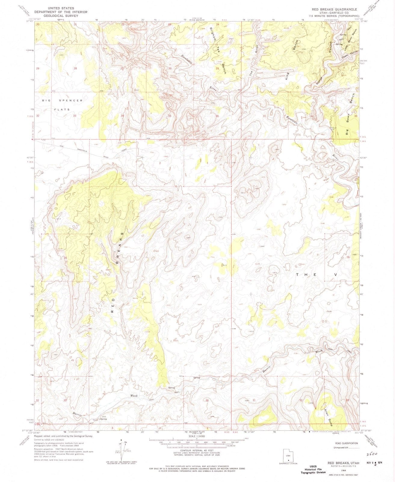 1964 Red Breaks, UT - Utah - USGS Topographic Map