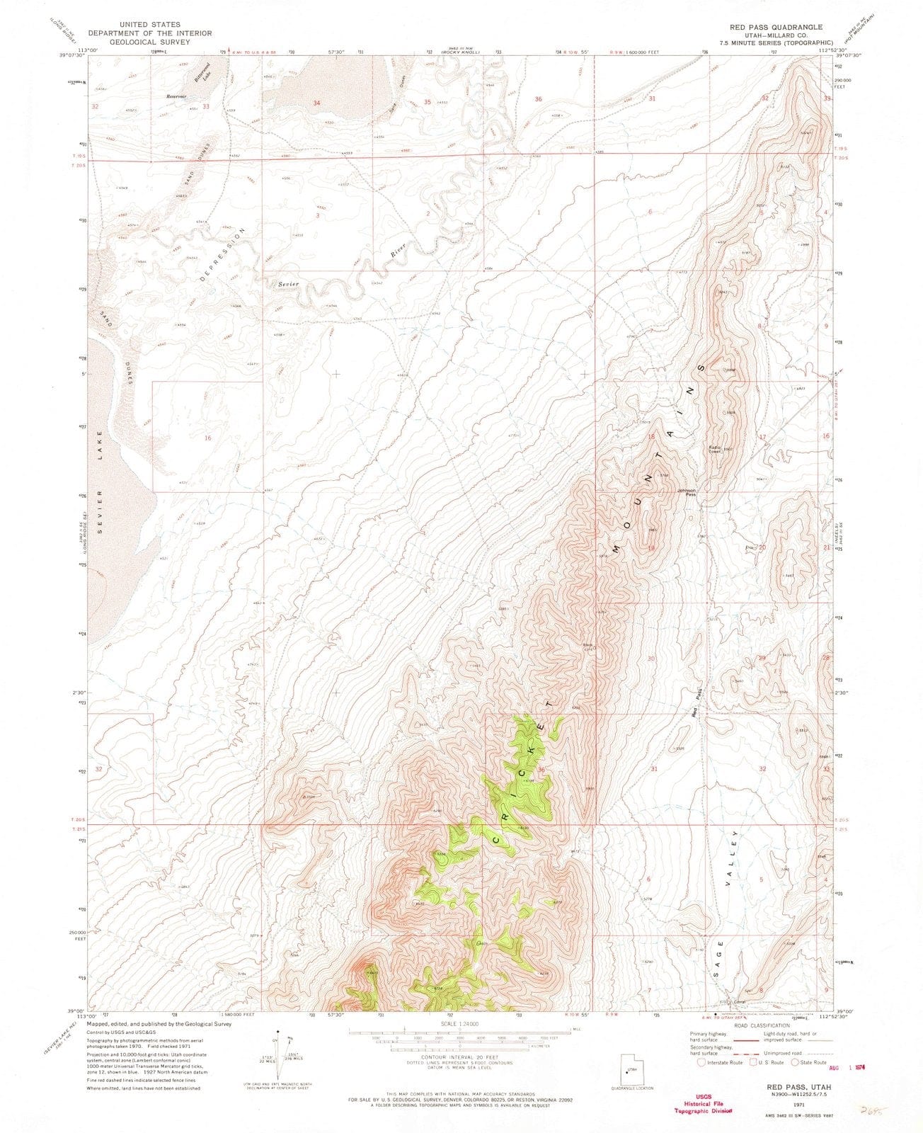 1971 Red Pass, UT - Utah - USGS Topographic Map