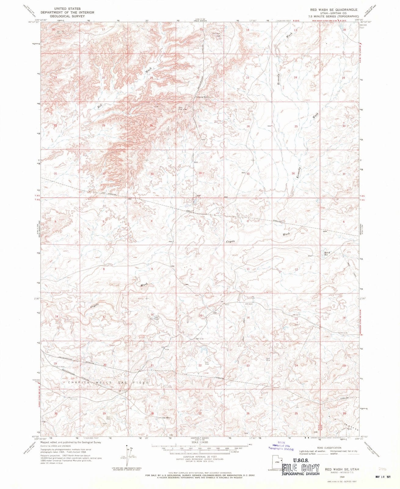 1968 Red Wash, UT - Utah - USGS Topographic Map v2