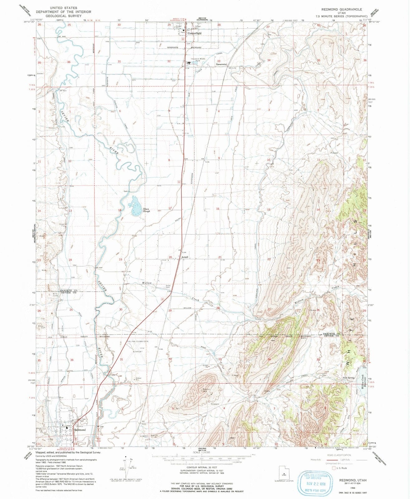 1966 Redmond, UT - Utah - USGS Topographic Map