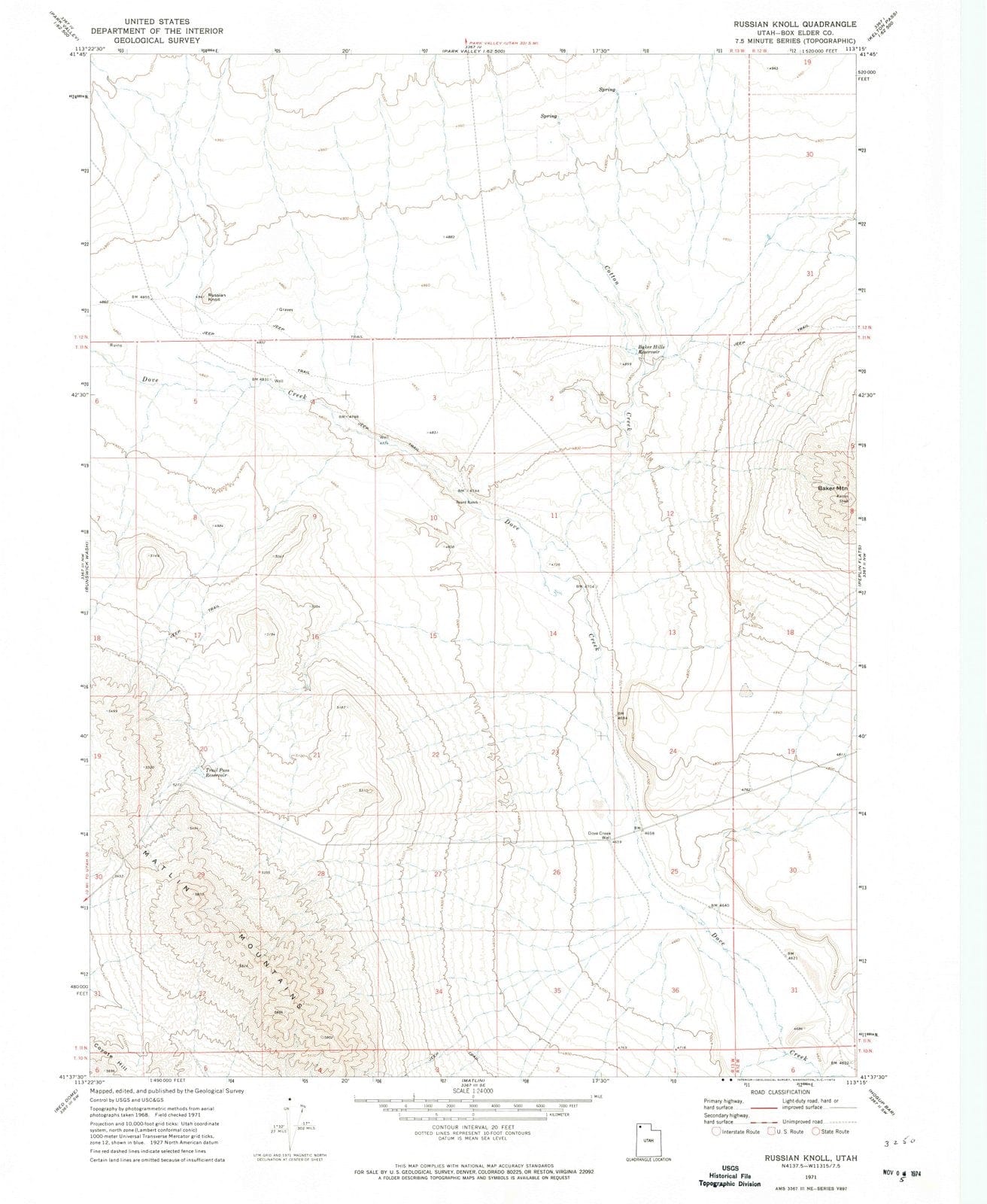 1971 Russian Knoll, UT - Utah - USGS Topographic Map