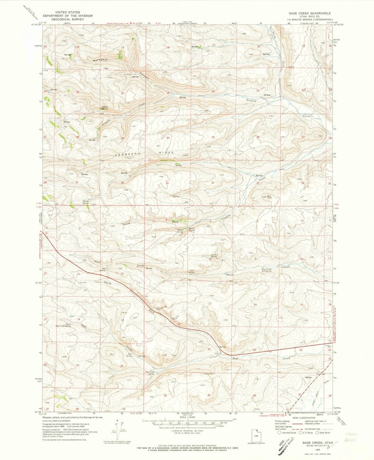 1969 Sage Creek, UT - Utah - USGS Topographic Map