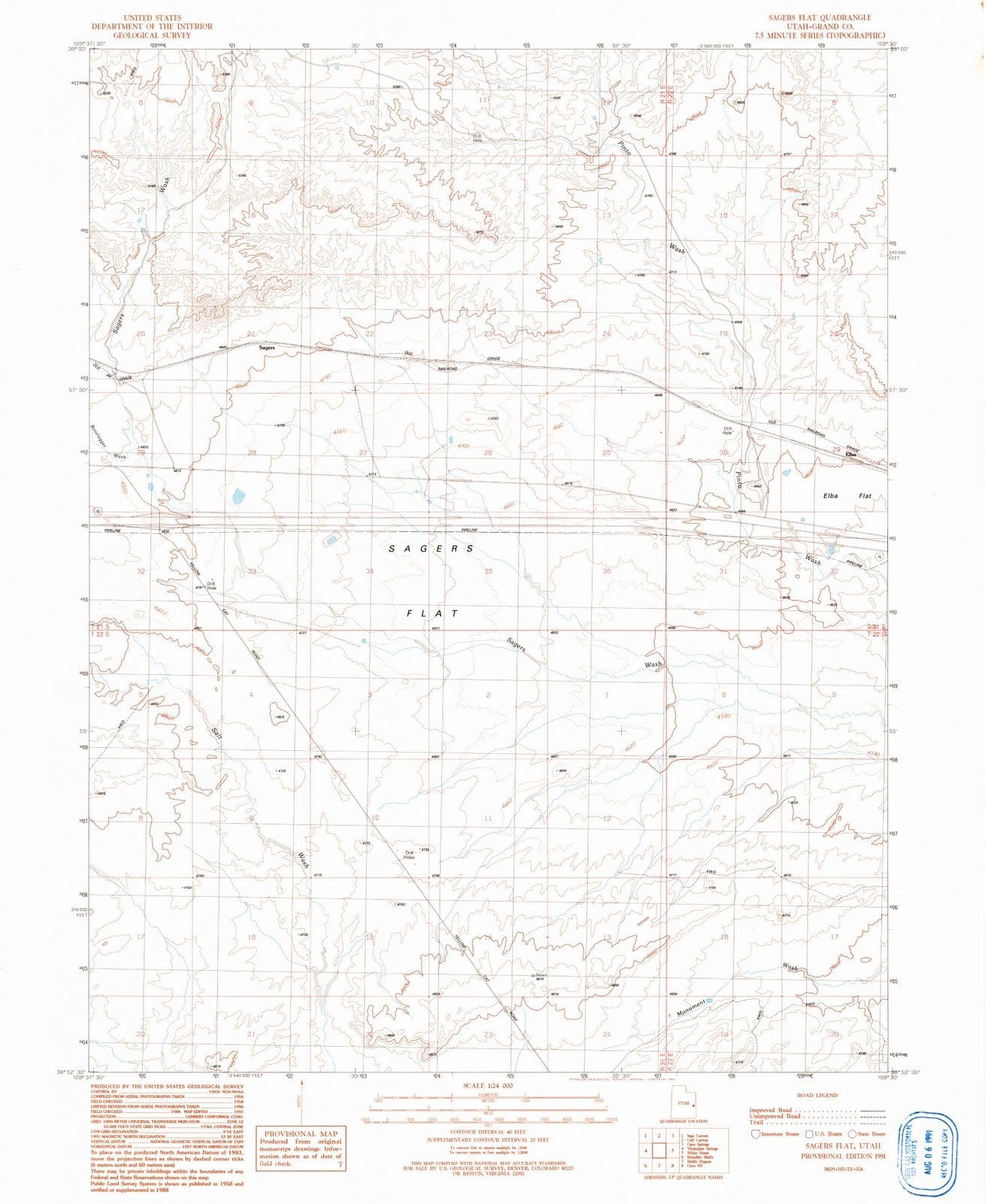 1991 Sagers Flat, UT - Utah - USGS Topographic Map
