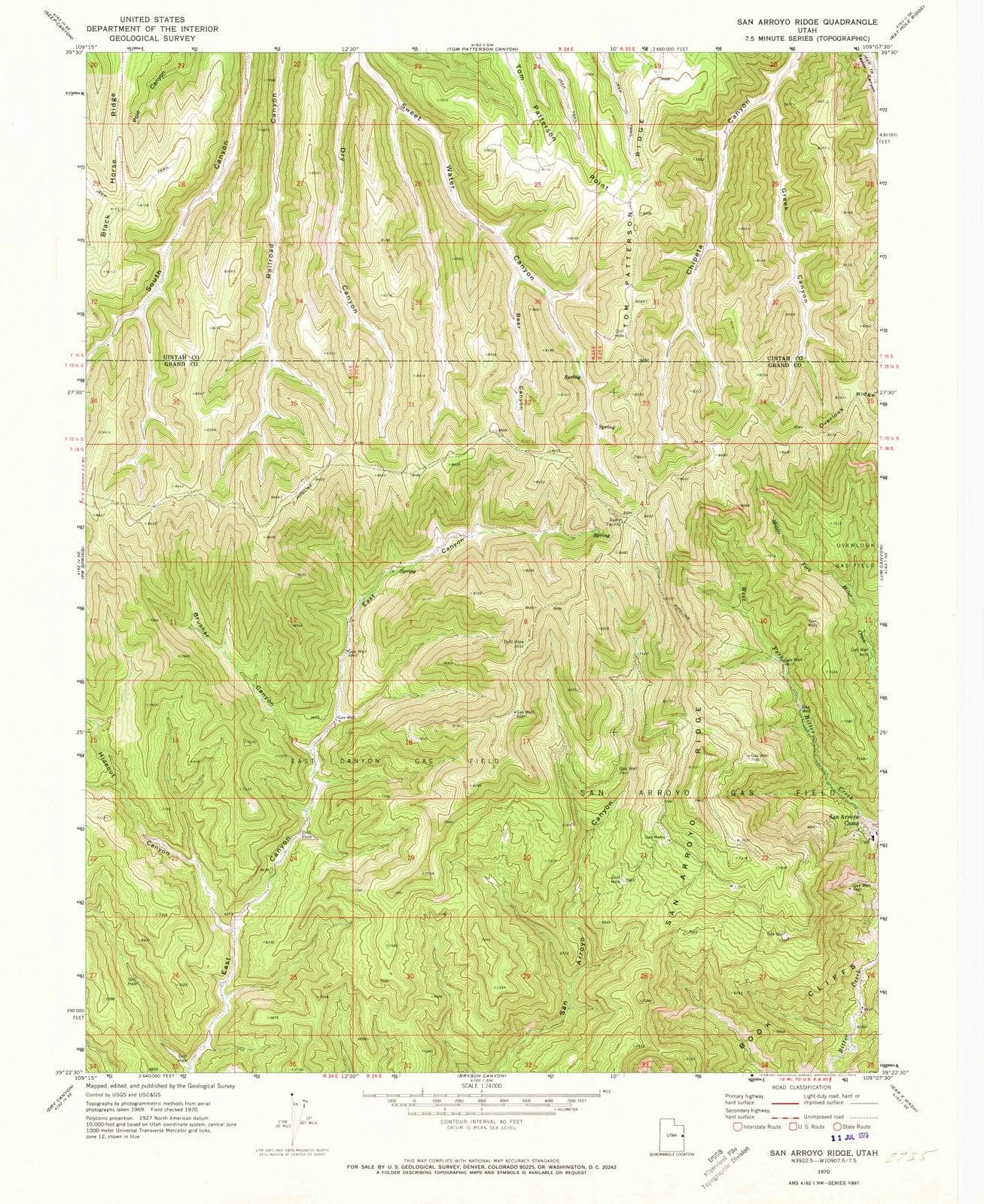 1970 San Arroyo Ridge, UT - Utah - USGS Topographic Map
