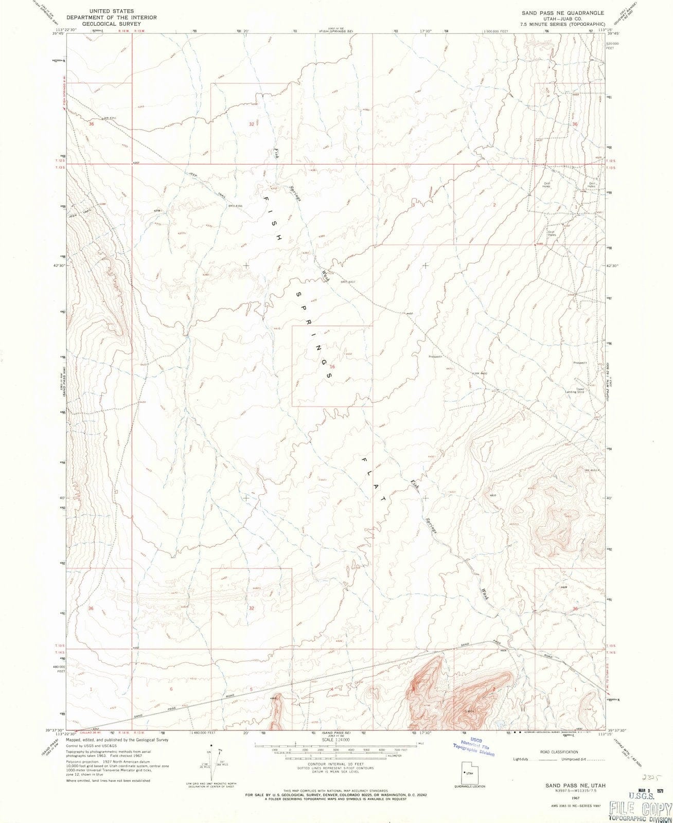 1967 Sand Pass, UT - Utah - USGS Topographic Map