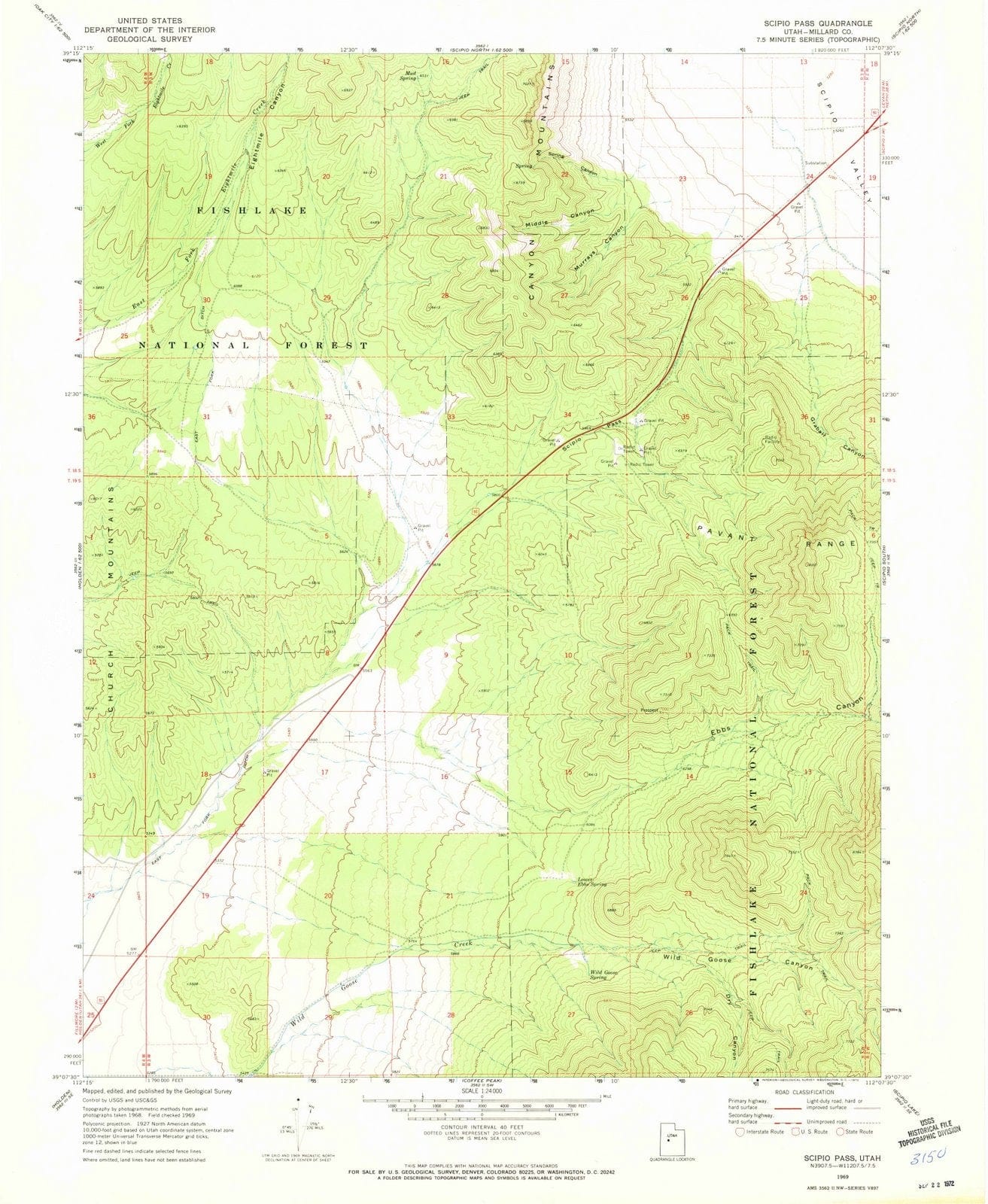 1969 Scipio Pass, UT - Utah - USGS Topographic Map