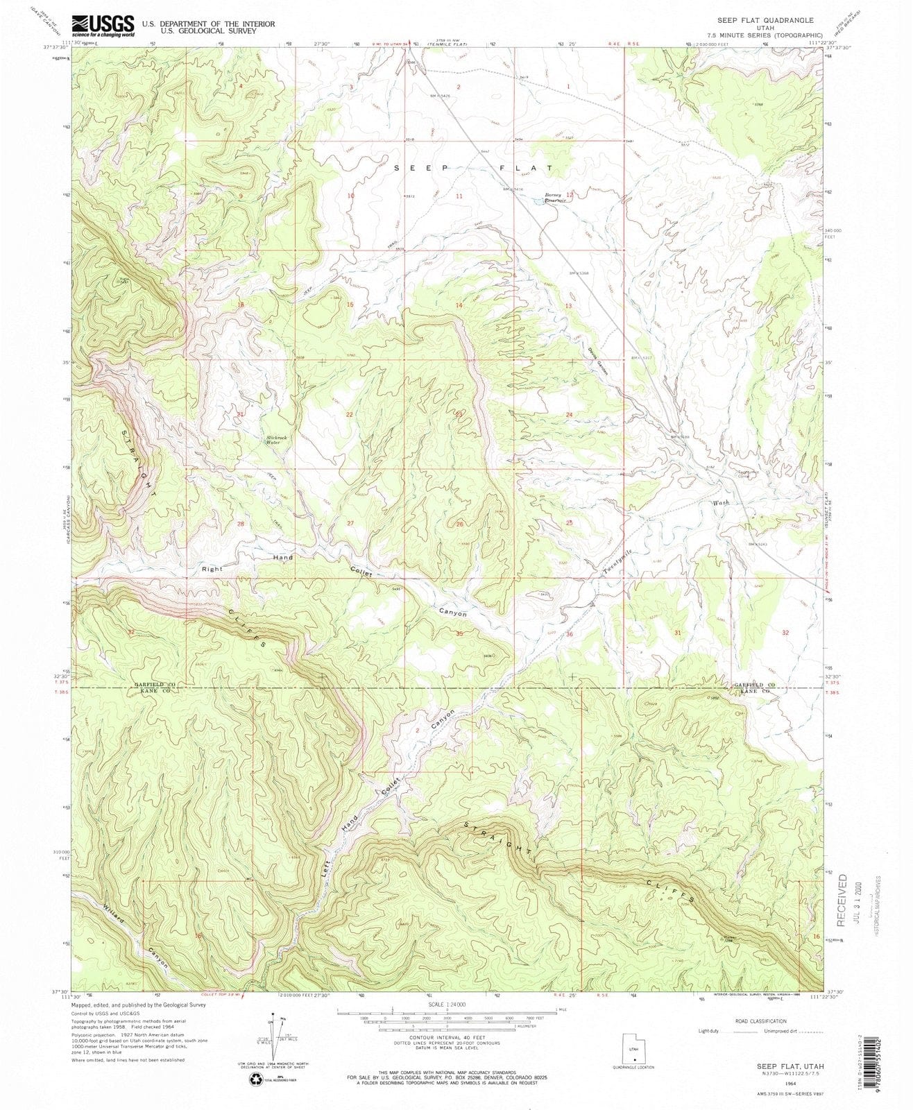 1964 Seep Flat, UT - Utah - USGS Topographic Map