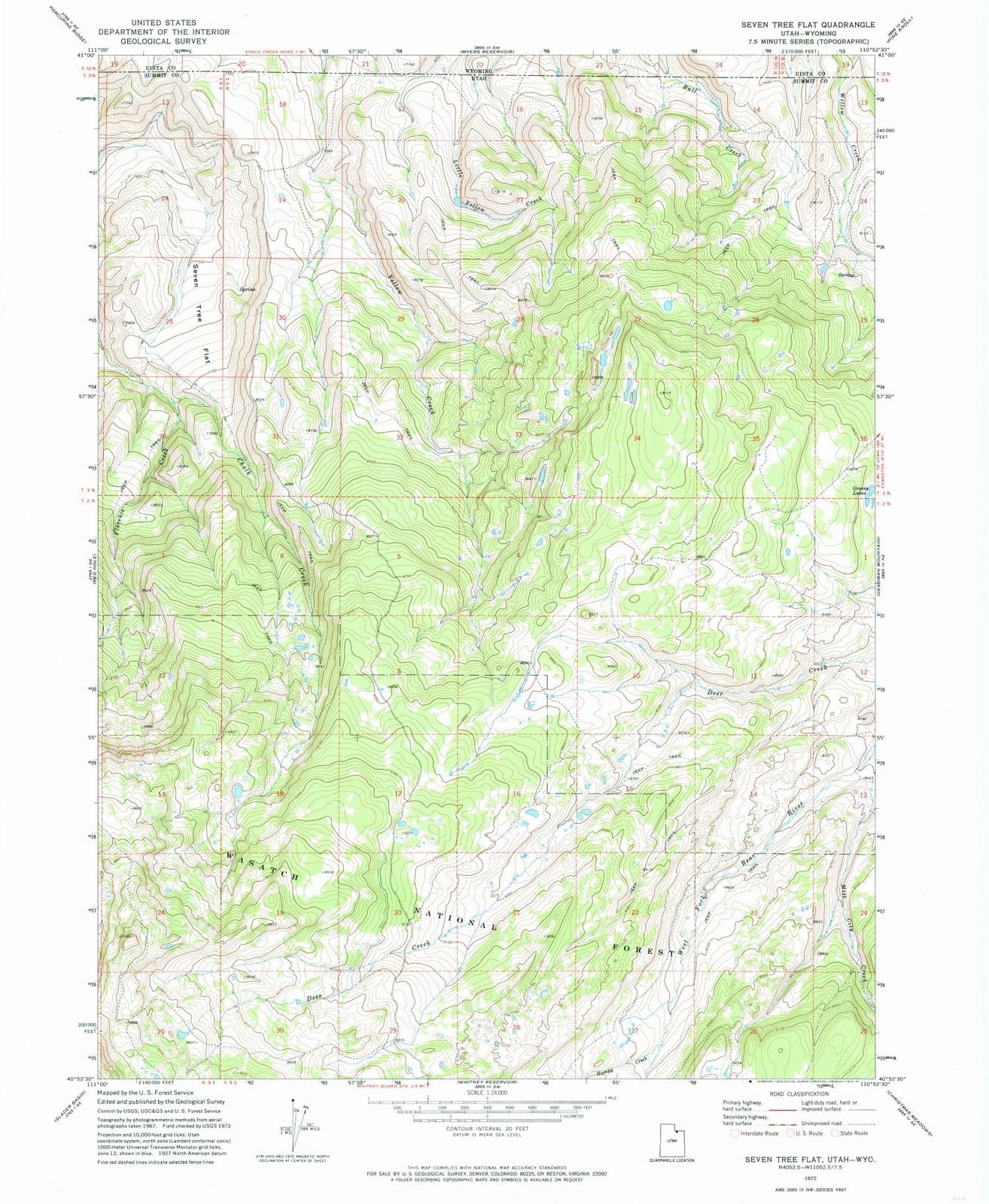 1972 Seven Tree Flat, UT - Utah - USGS Topographic Map