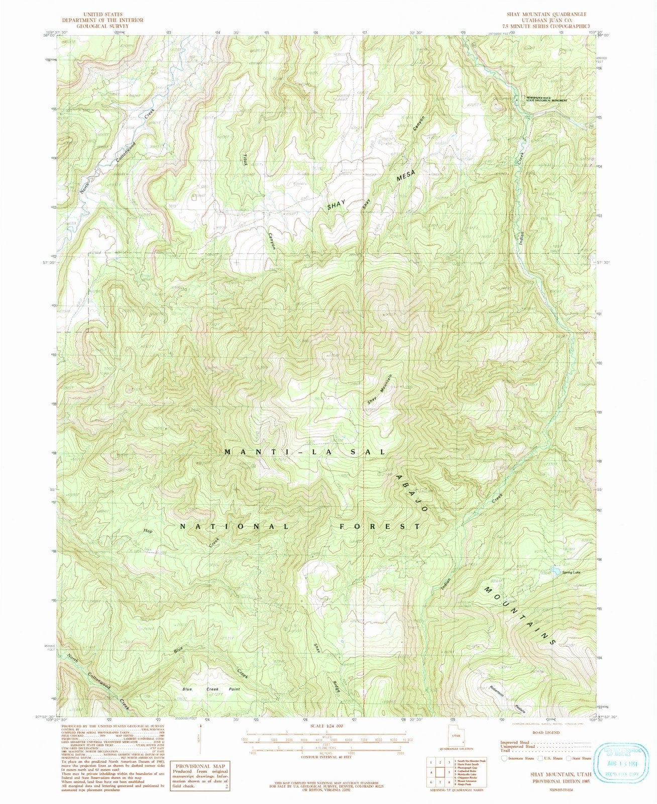 1985 Shay Mountain, UT - Utah - USGS Topographic Map