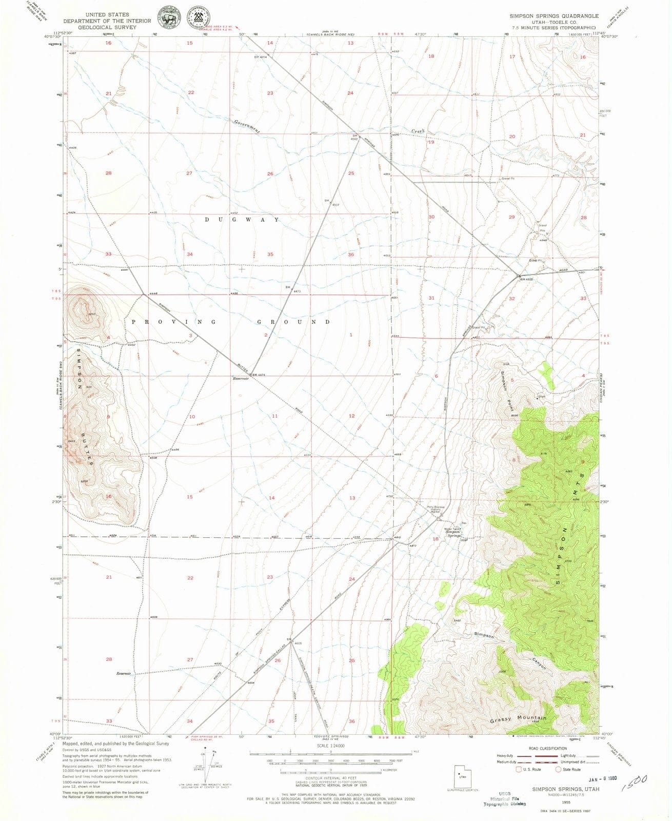 1955 Simpson Springs, UT - Utah - USGS Topographic Map