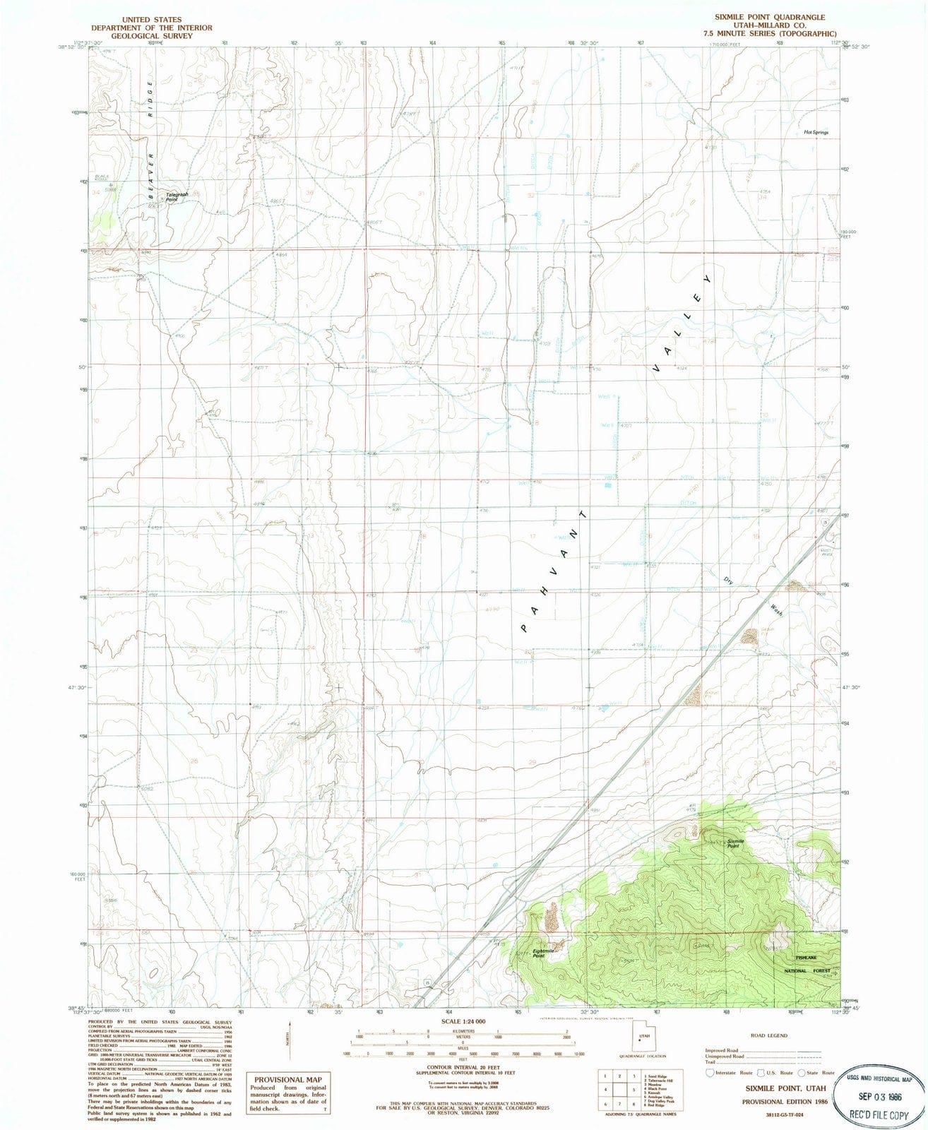 1986 Sixmile Point, UT - Utah - USGS Topographic Map