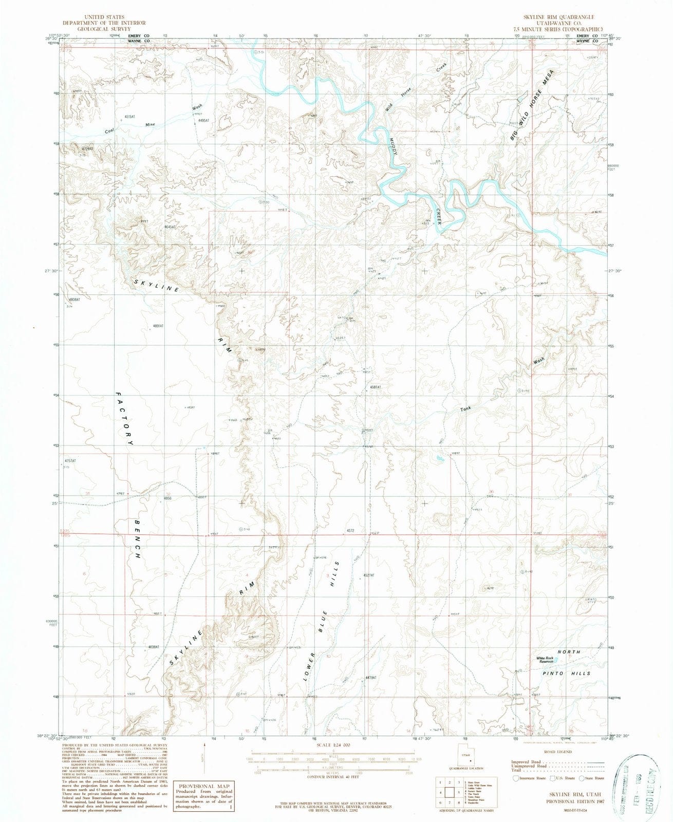 1987 Skyline Rim, UT - Utah - USGS Topographic Map