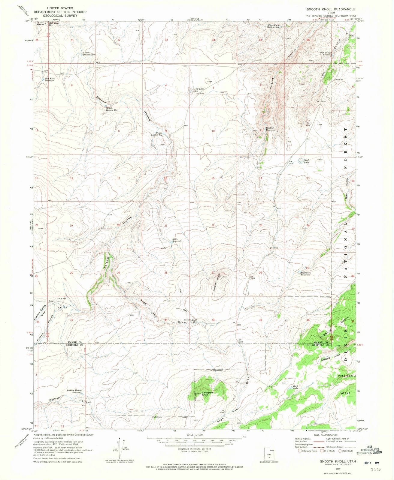 1969 Smooth Knoll, UT - Utah - USGS Topographic Map
