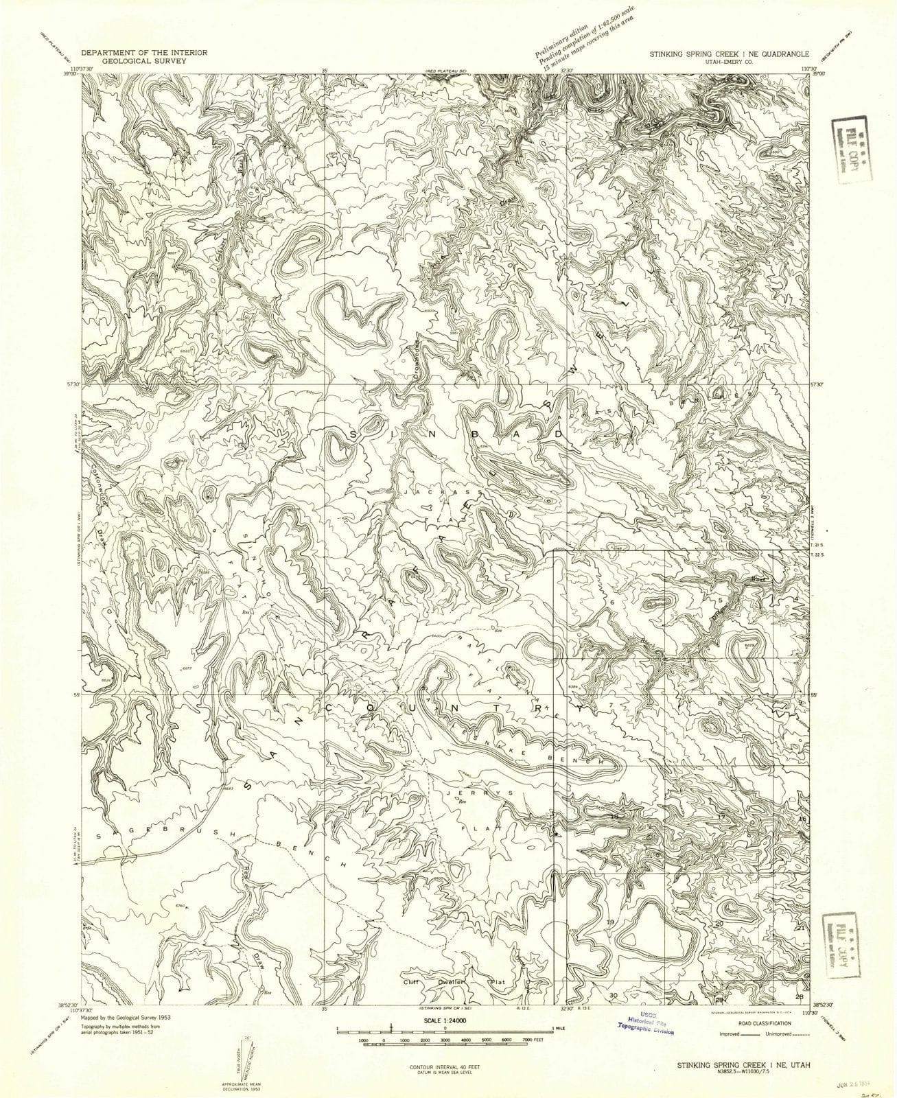 1954 Stinking Spring Creek 1, UT - Utah - USGS Topographic Map