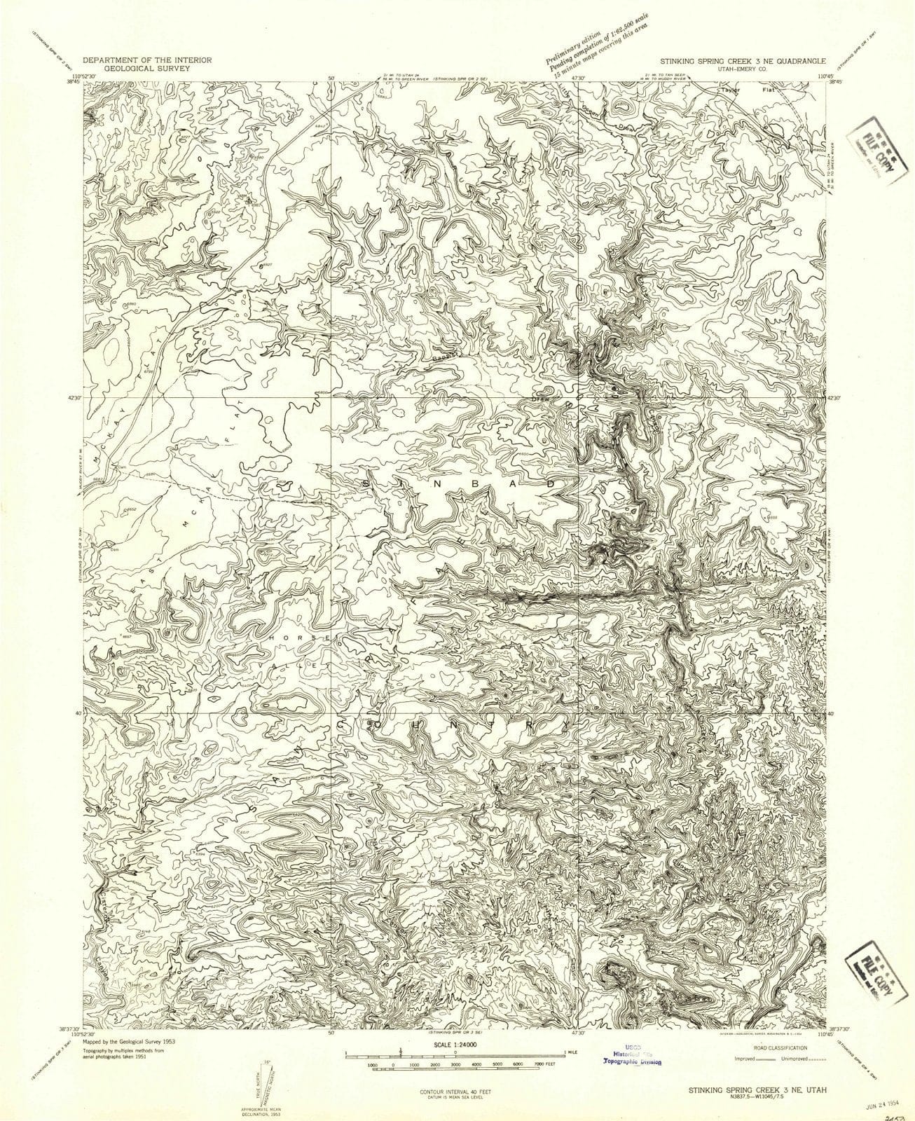 1954 Stinking Spring Creek 3, UT - Utah - USGS Topographic Map