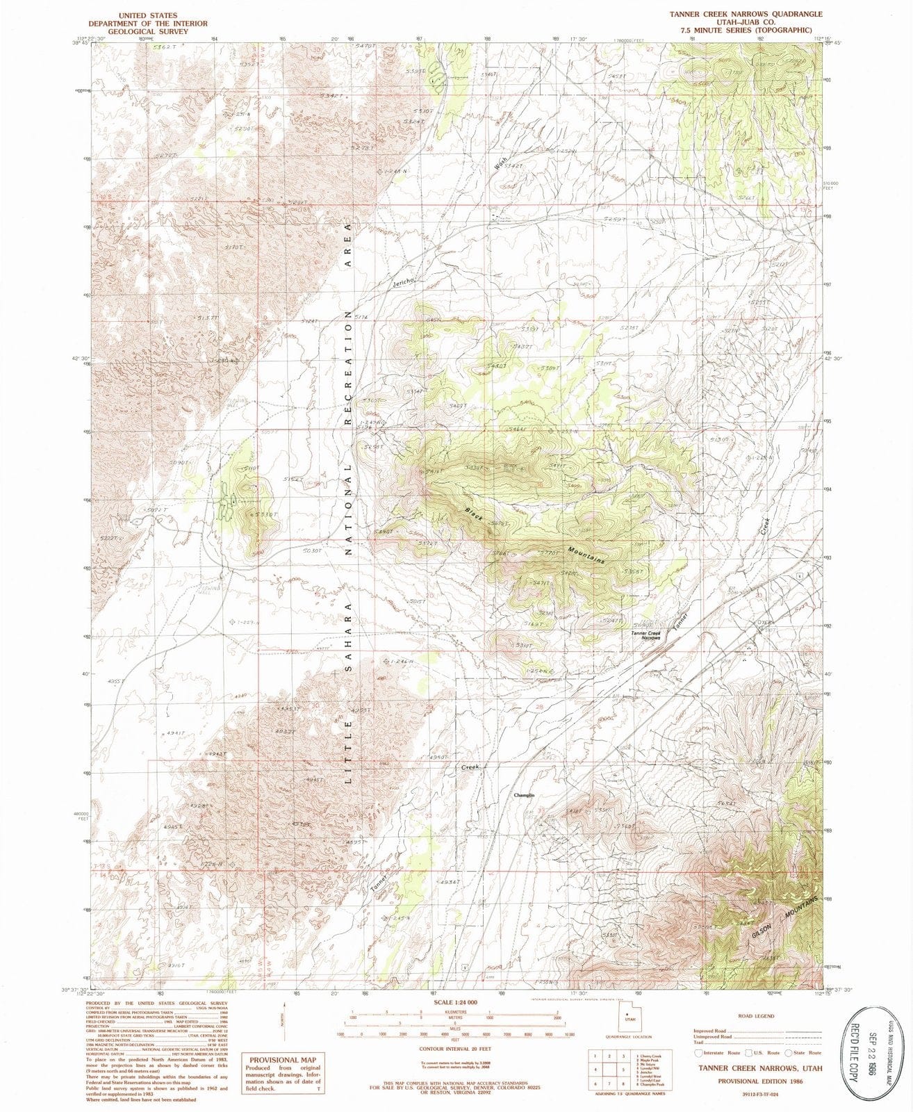 1986 Tanner Creek Narrows, UT - Utah - USGS Topographic Map