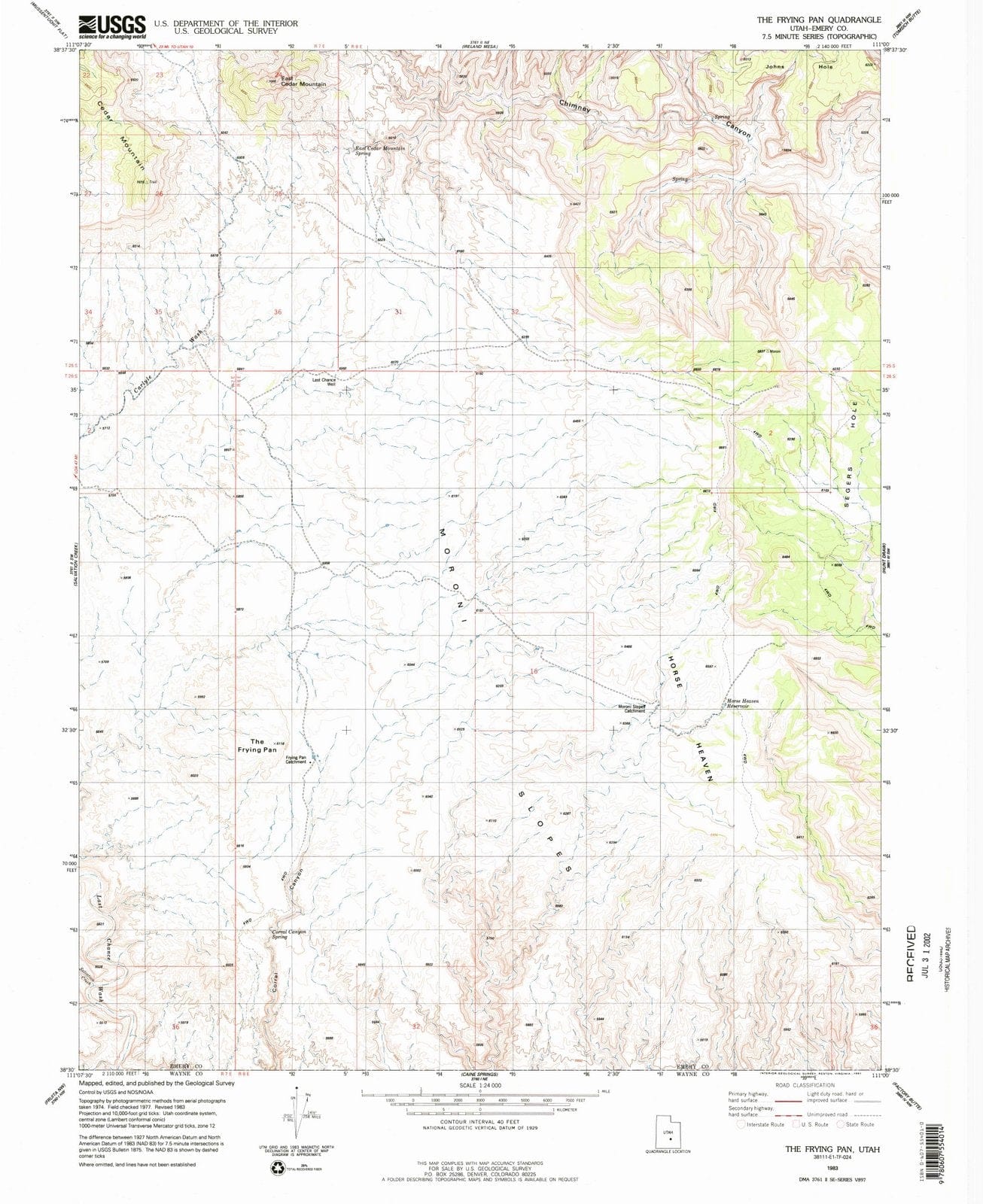 1983 The Frying Pan, UT - Utah - USGS Topographic Map