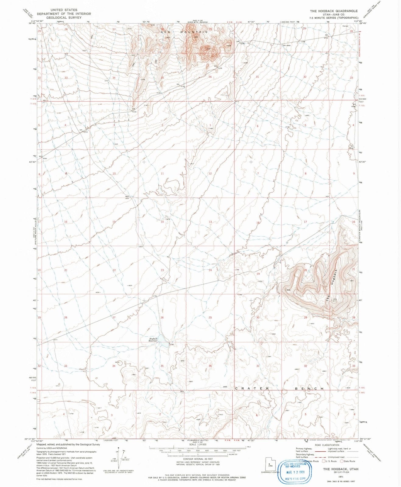 1971 The Hogback, UT - Utah - USGS Topographic Map