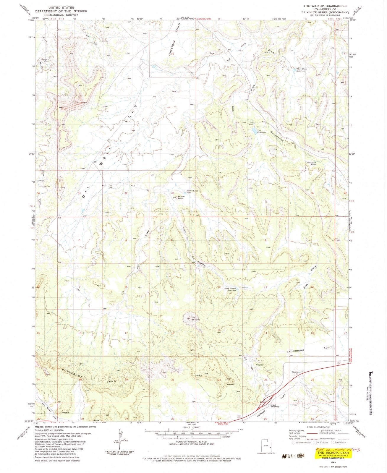 1983 The Wickiup, UT - Utah - USGS Topographic Map