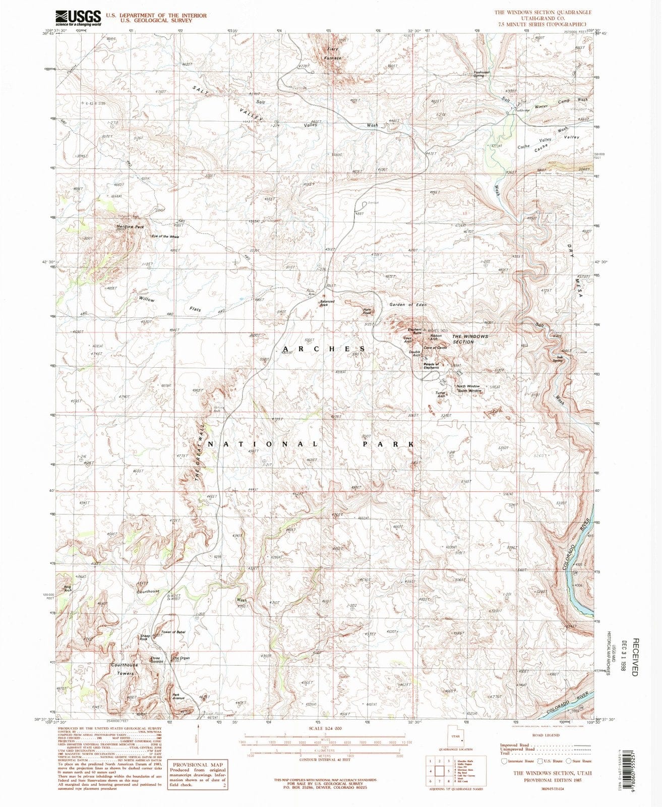 1985 The Windowsction, UT - Utah - USGS Topographic Map
