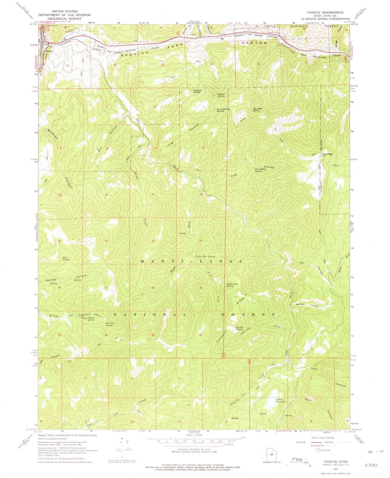 1967 Thistle, UT - Utah - USGS Topographic Map