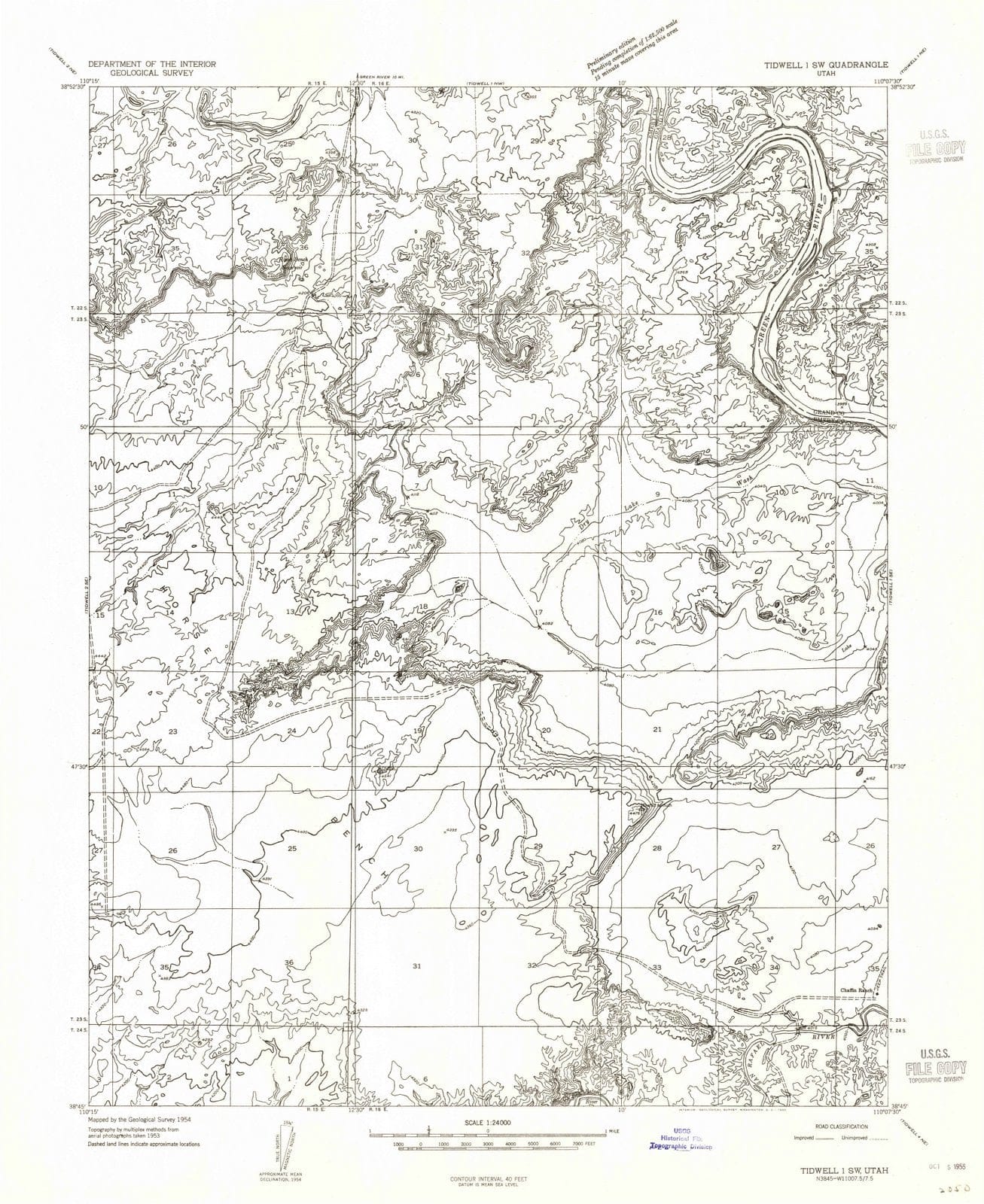 1954 Tidwell 1, UT - Utah - USGS Topographic Map v4