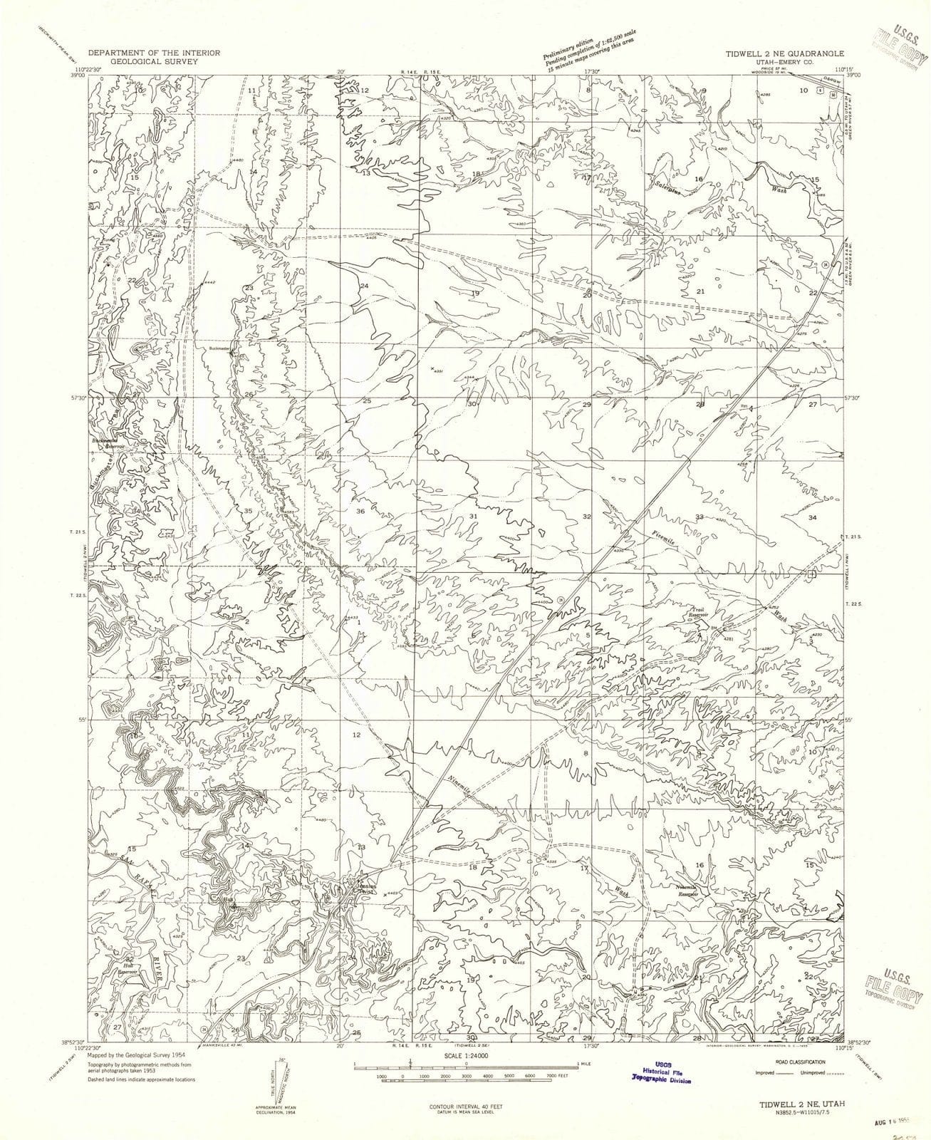 1954 Tidwell 2, UT - Utah - USGS Topographic Map