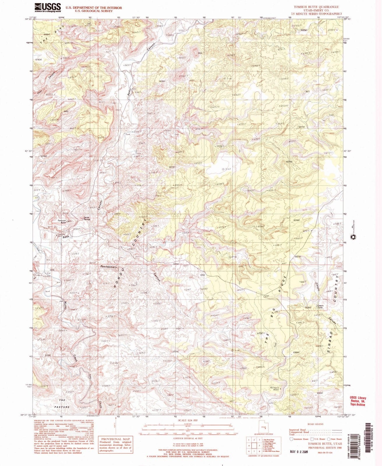 1988 Tomsich Butte, UT - Utah - USGS Topographic Map