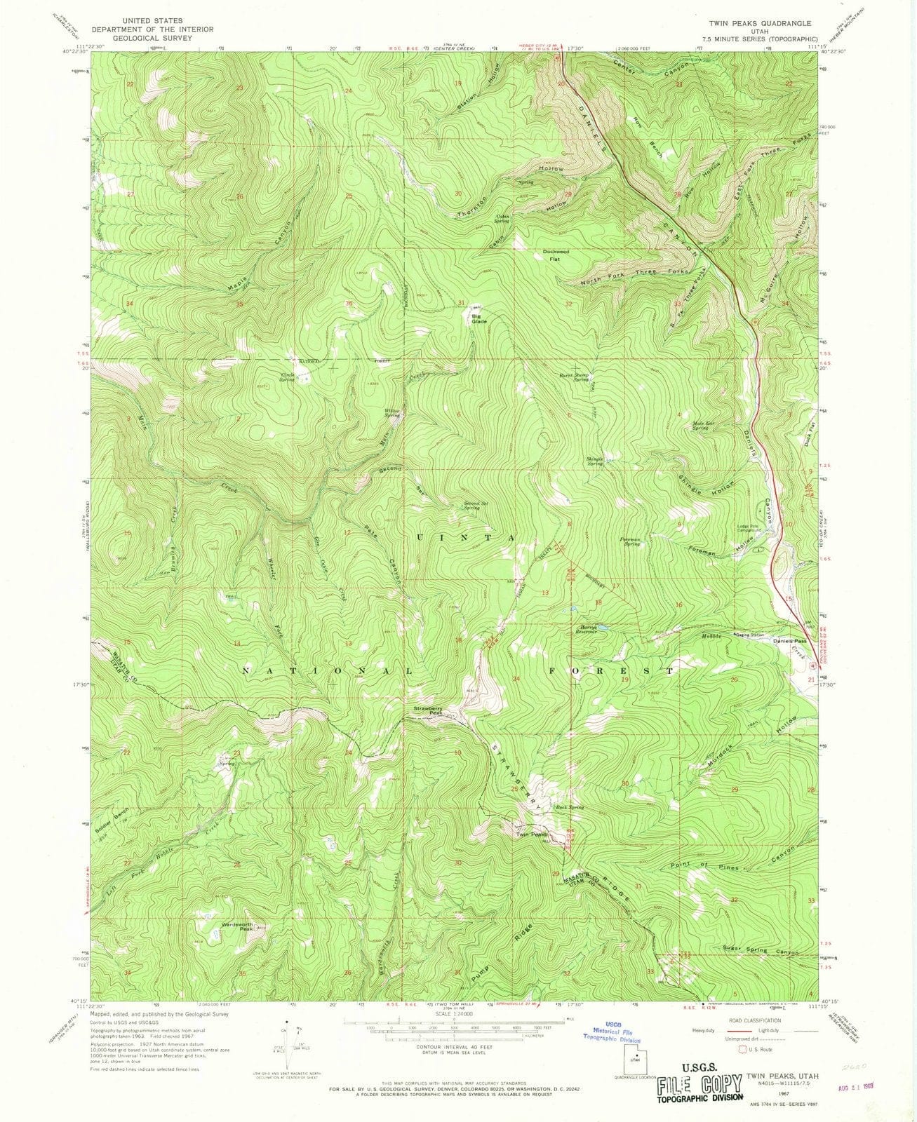 1967 Twin Peaks, UT - Utah - USGS Topographic Map