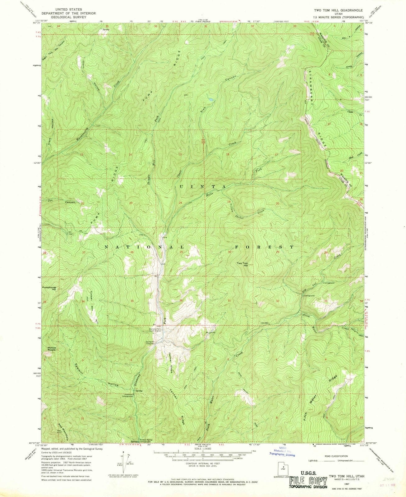 1967 Two Tom Hill, UT - Utah - USGS Topographic Map
