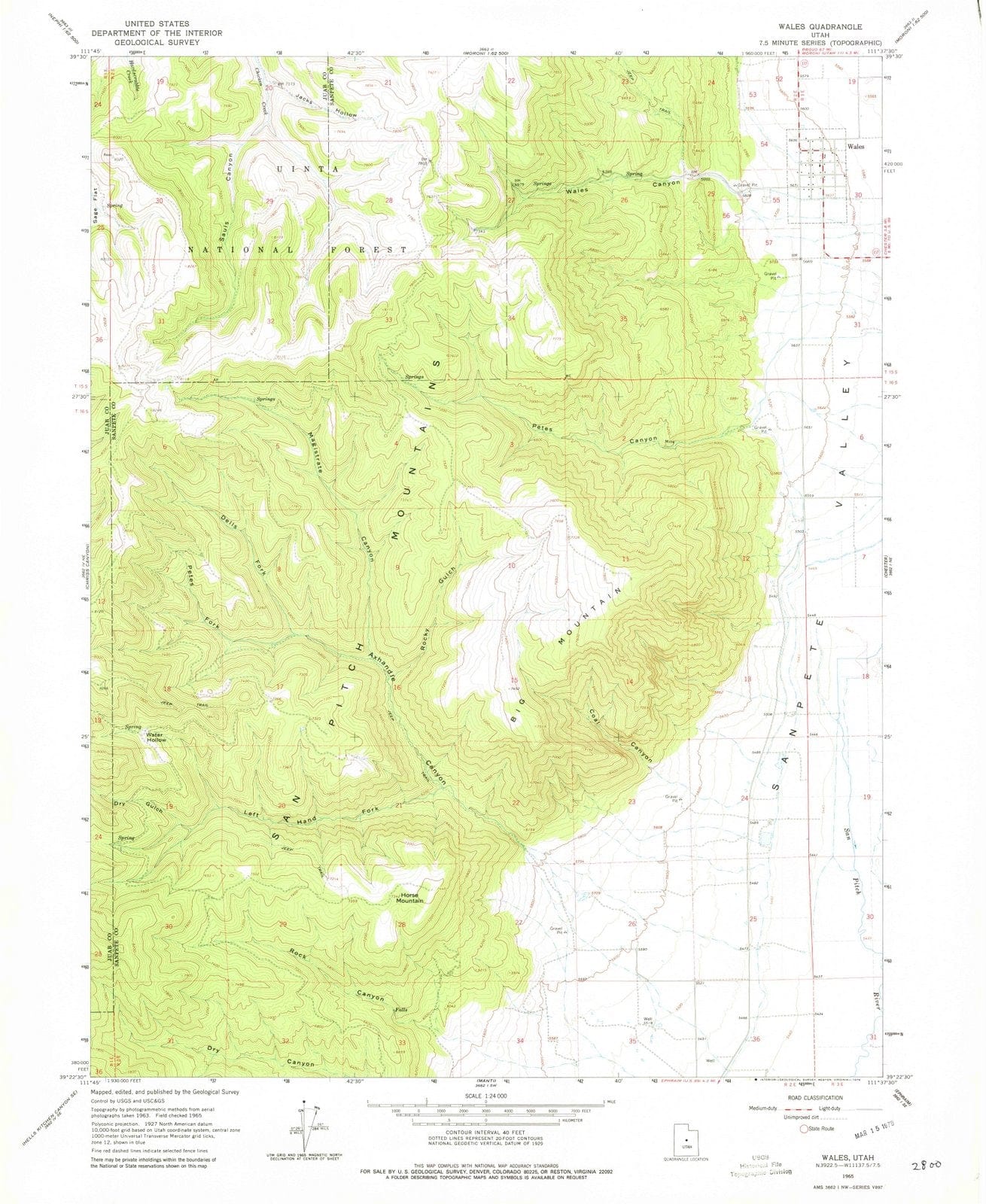 1965 Wales, UT - Utah - USGS Topographic Map