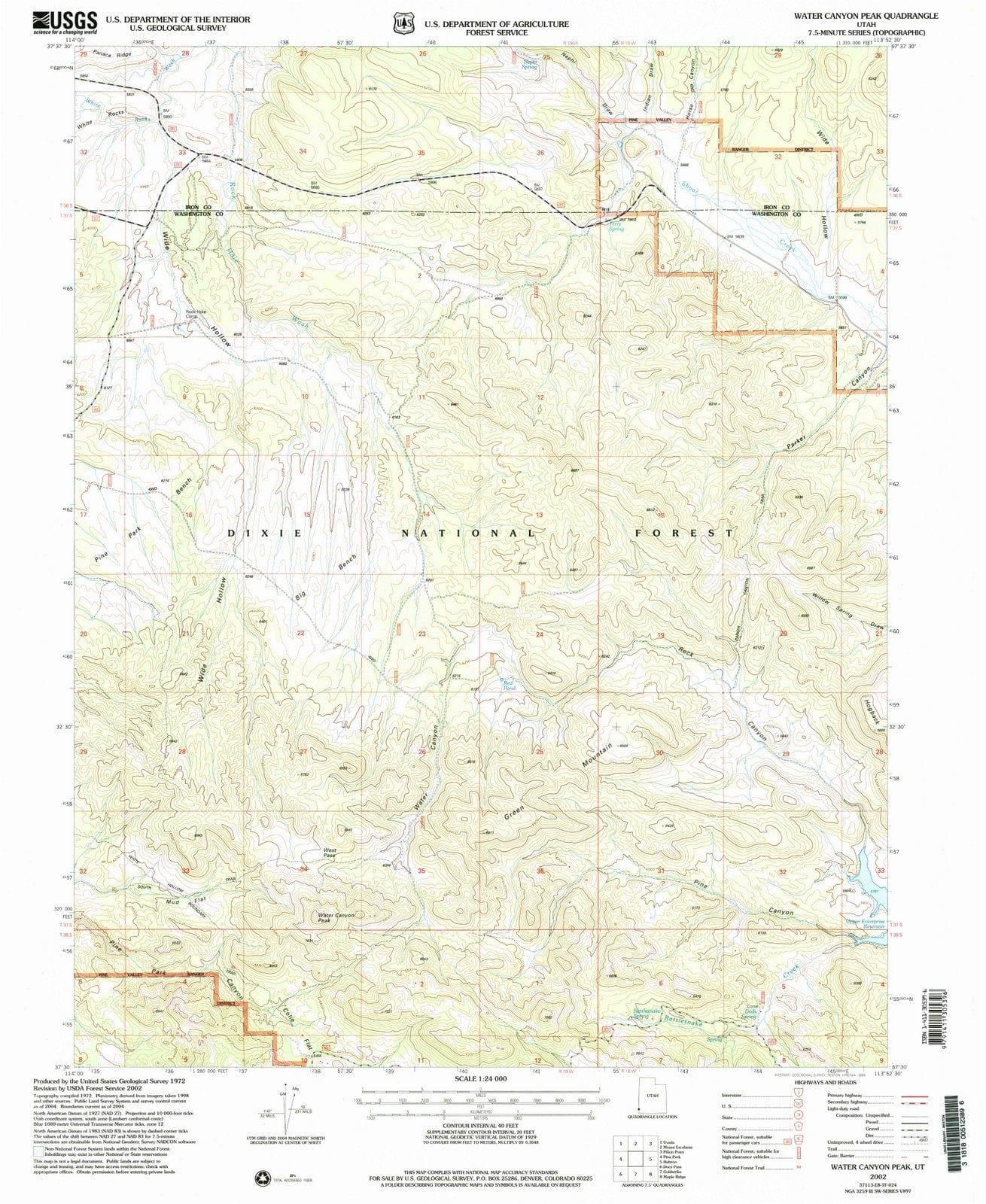 2002 Water Canyon, UT - Utah - USGS Topographic Map