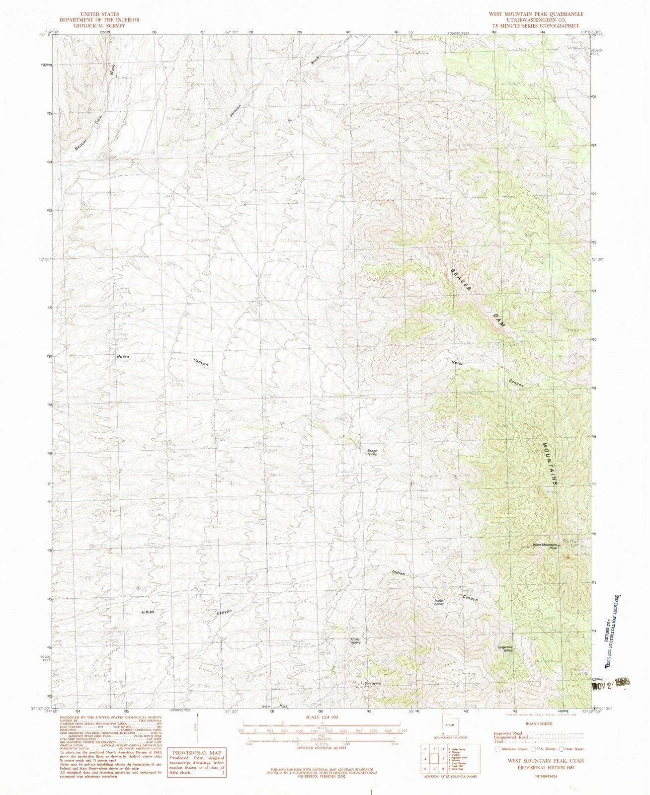 1983 West Mountain Peak, UT - Utah - USGS Topographic Map