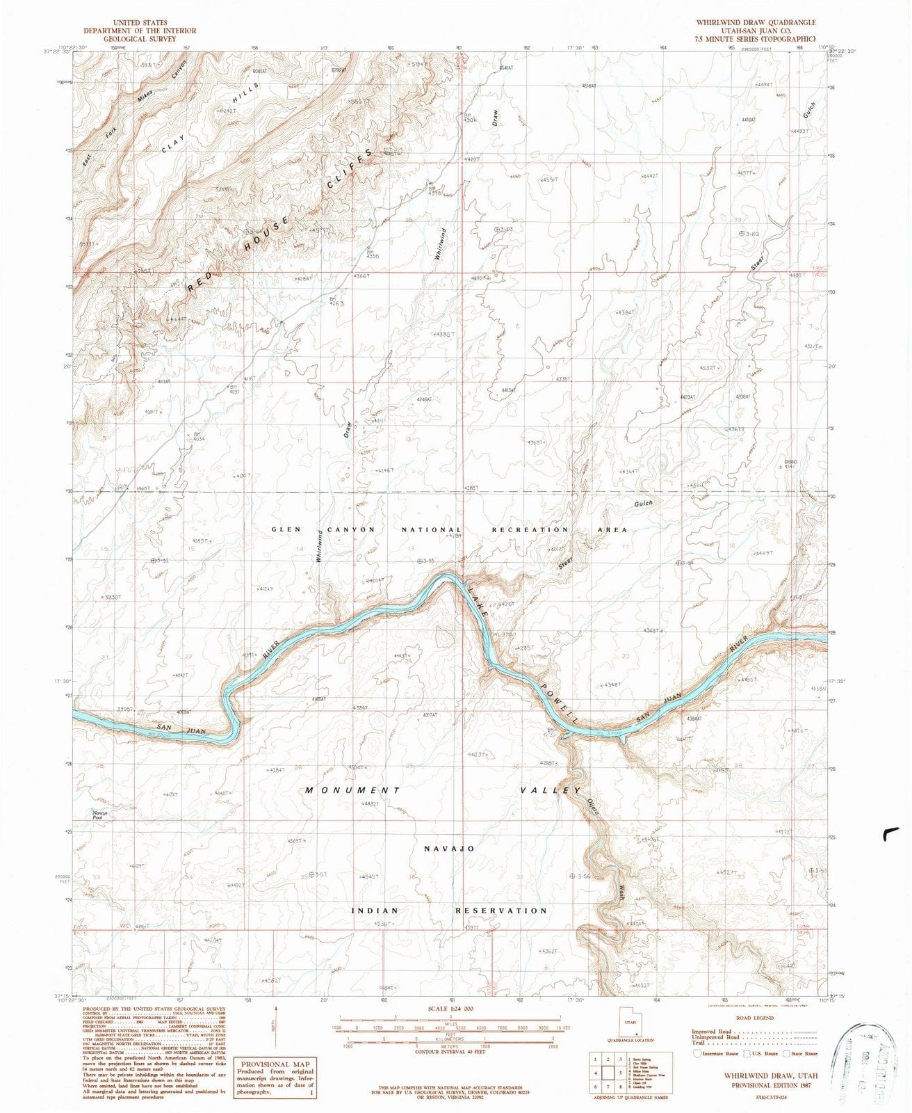 1987 Whirlwindraw, UT - Utah - USGS Topographic Map