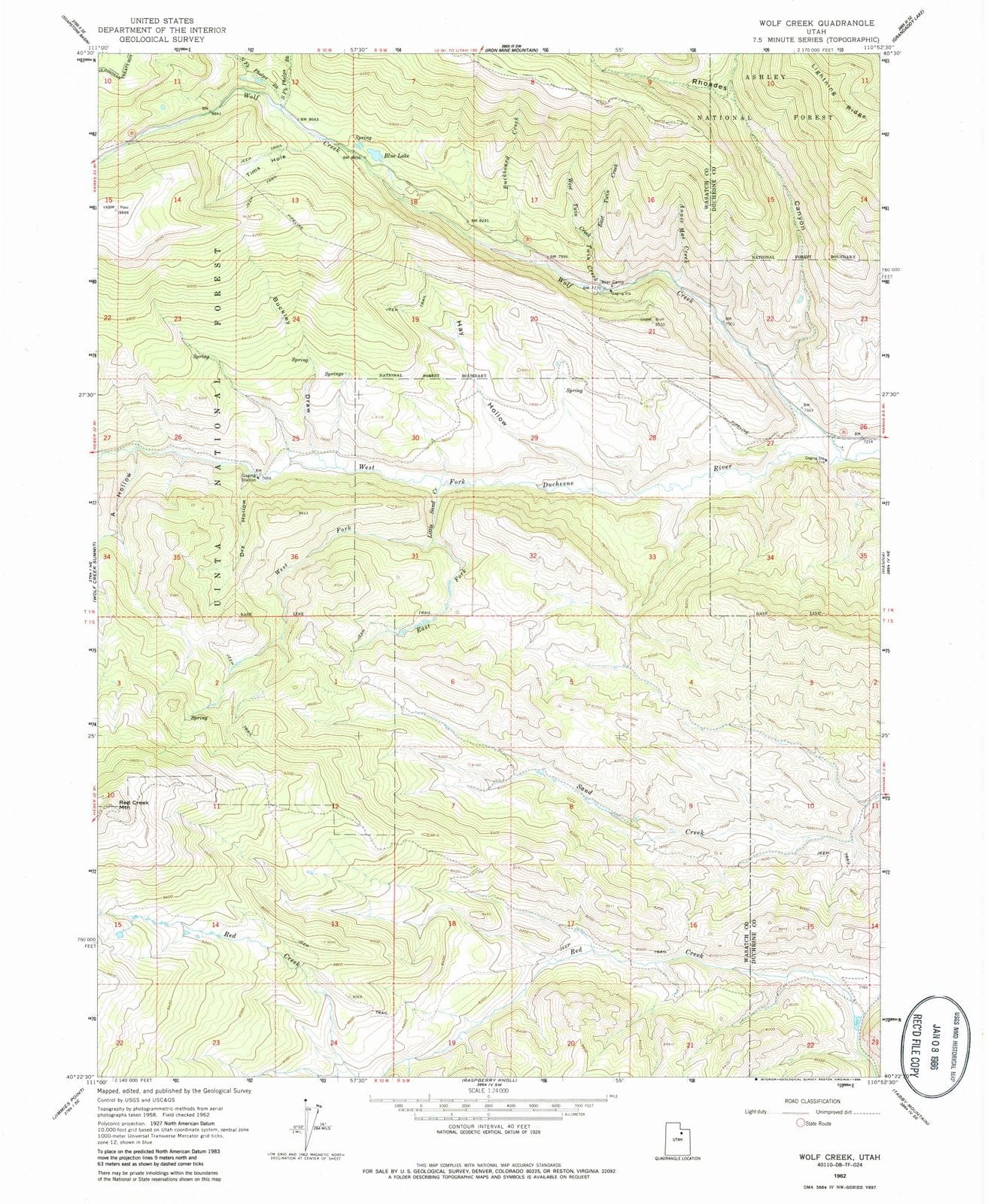1962 Wolf Creek, UT - Utah - USGS Topographic Map