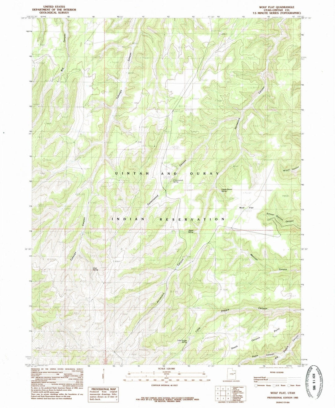 1985 Wolf Flat, UT - Utah - USGS Topographic Map