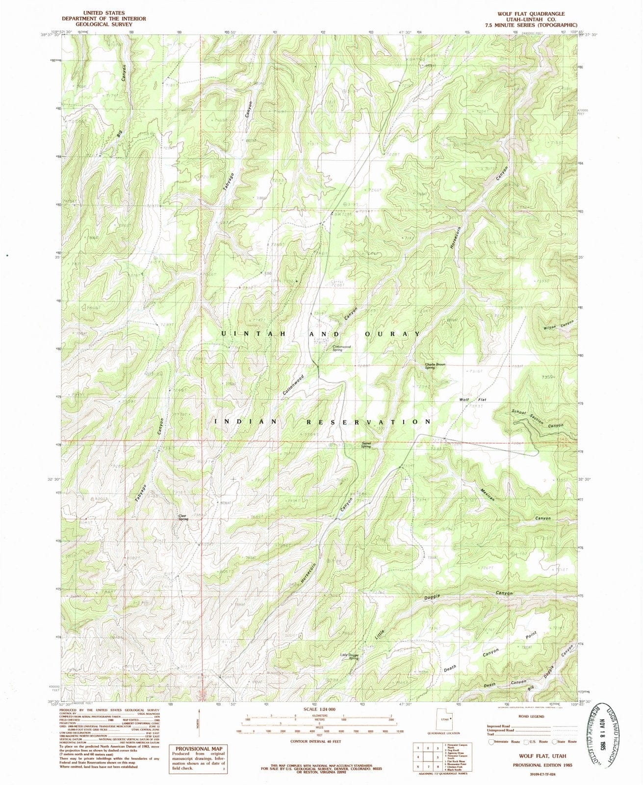 1985 Wolf Flat, UT - Utah - USGS Topographic Map