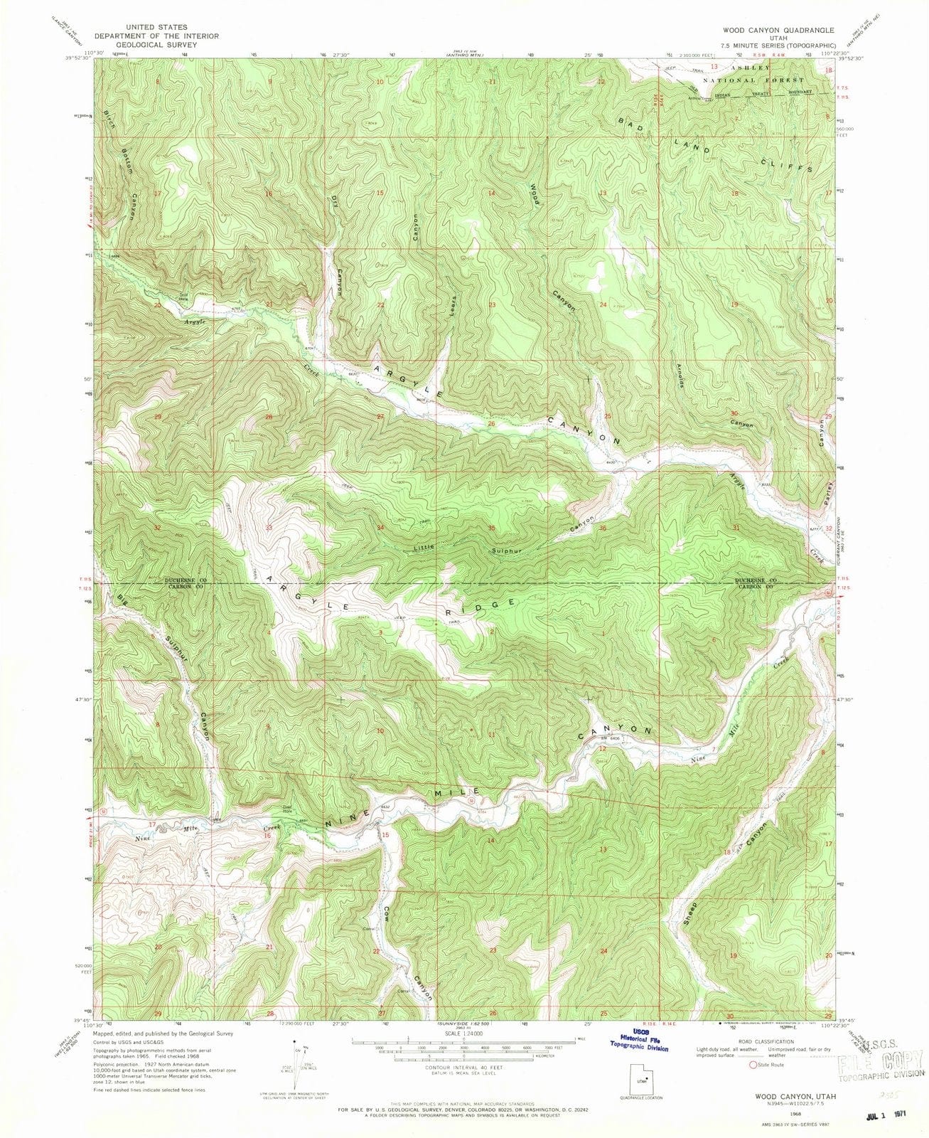1968 Wood Canyon, UT - Utah - USGS Topographic Map