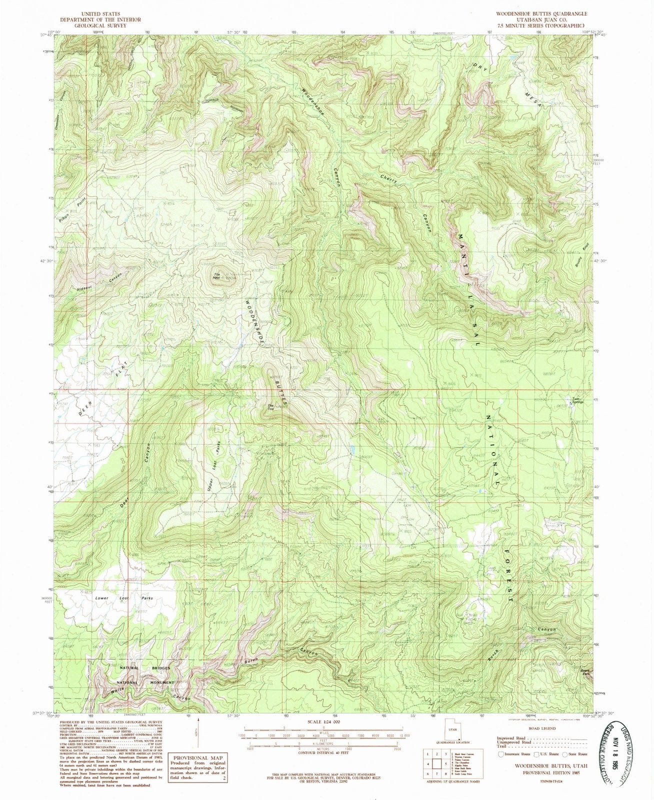 1985 Woodenshoe Buttes, UT - Utah - USGS Topographic Map