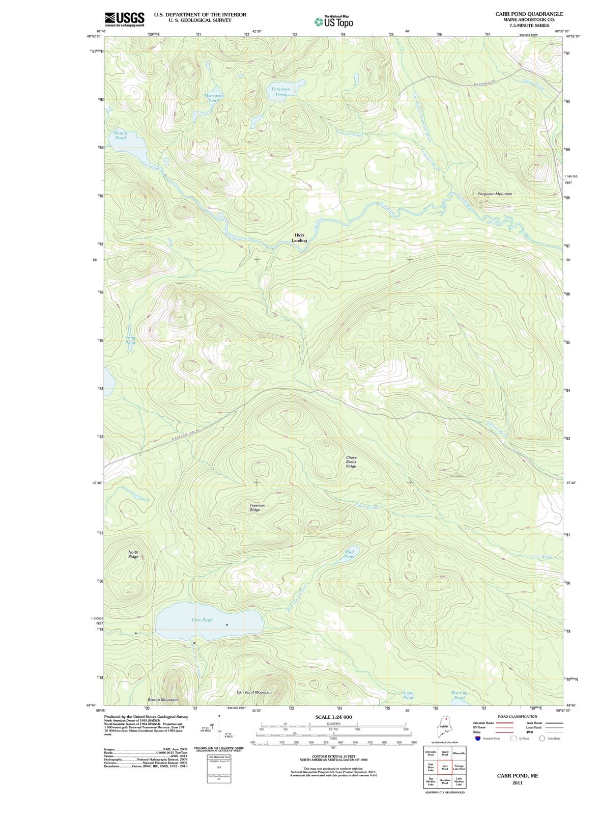 2011 Carr Pond, ME - Maine - USGS Topographic Map